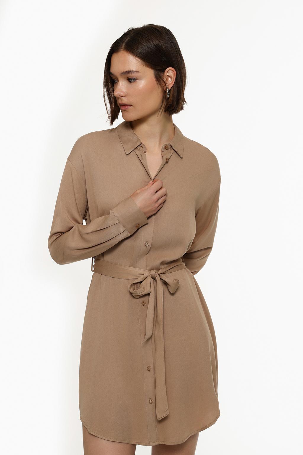 Belted shirt dress