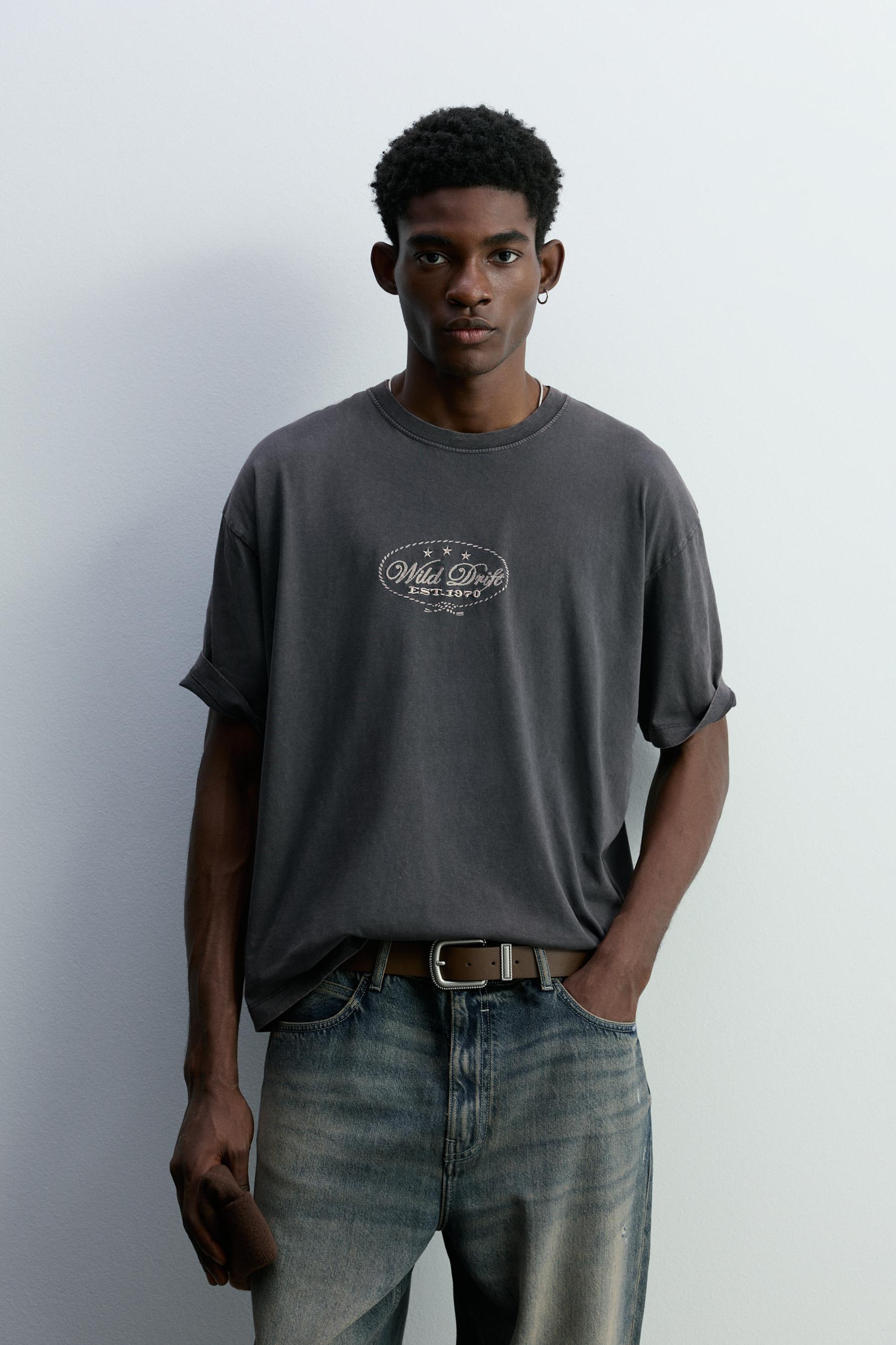 Camiseta estampada efecto lavado