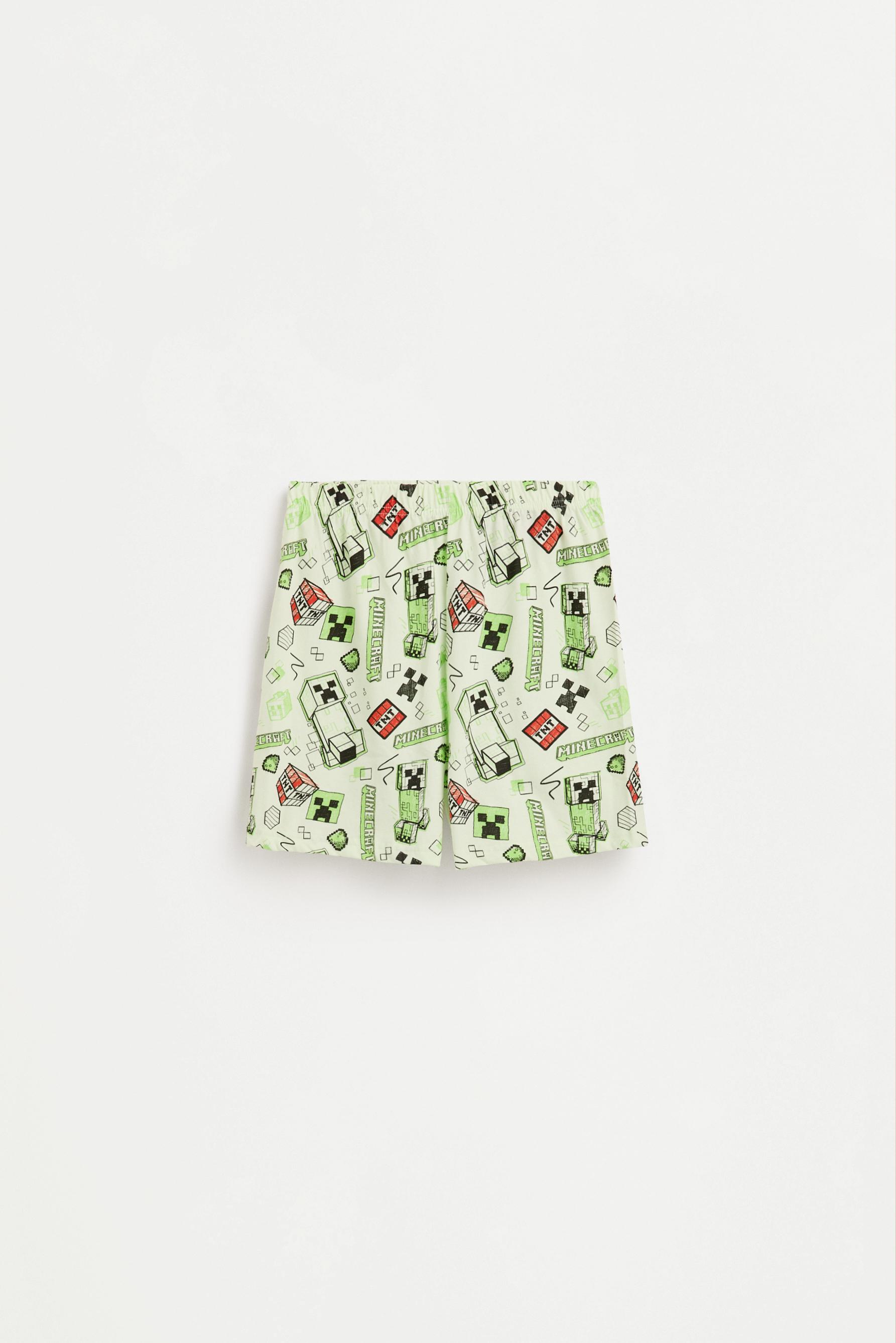Short Minecraft pyjamas with eye mask — GREEN