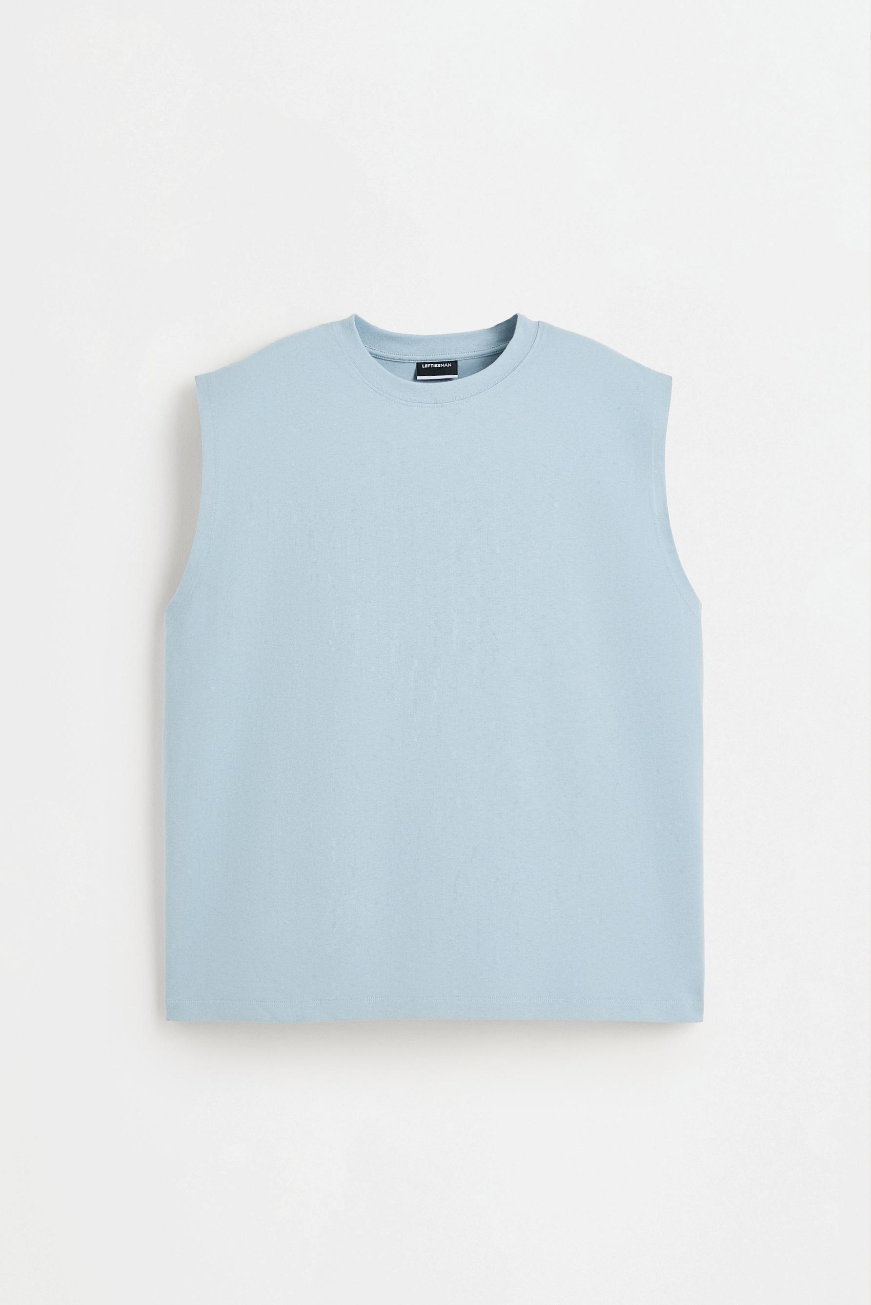 Sleeveless printed T-shirt — PASTEL BLUE