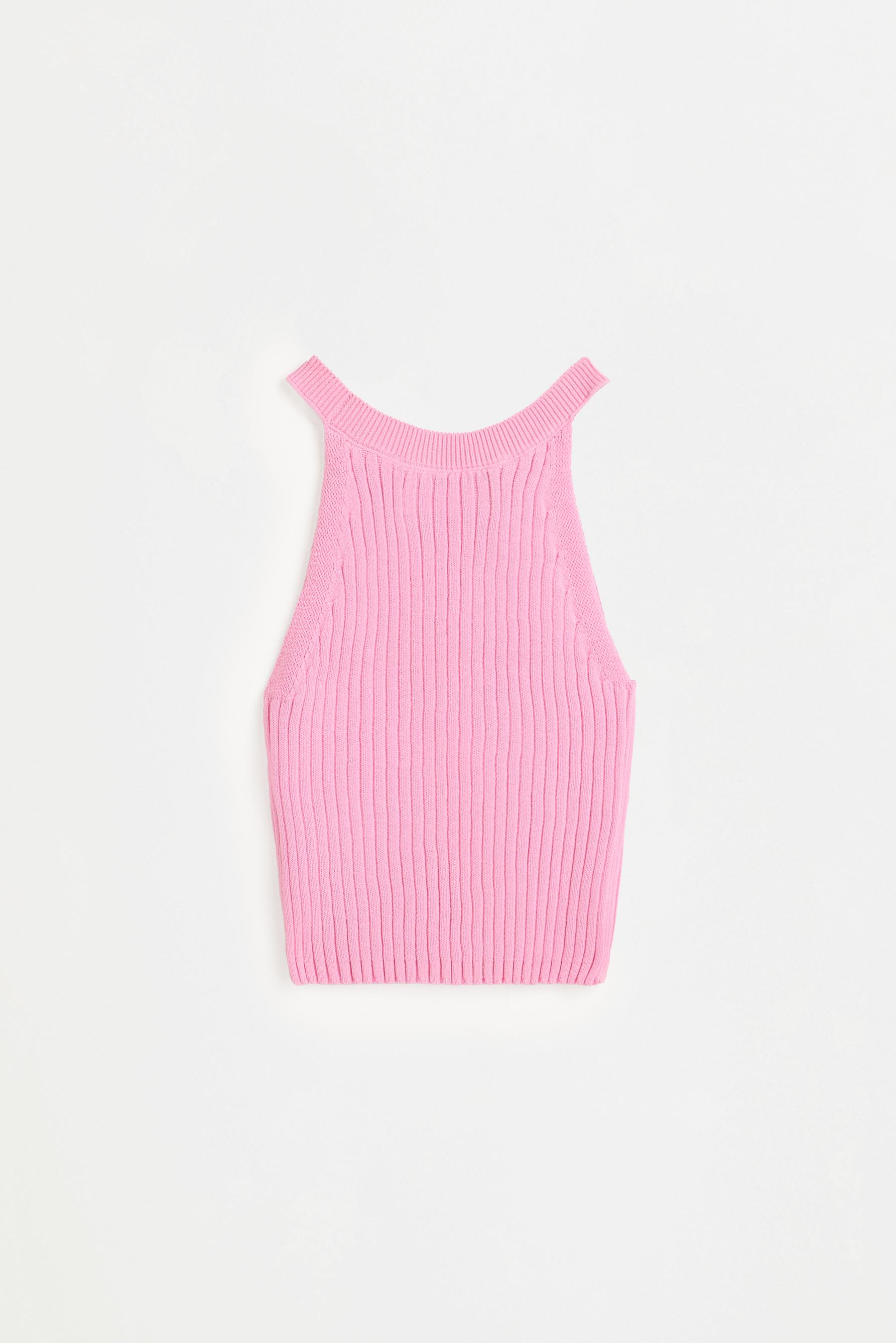 Knit halter top — BUBBLEGUM PINK