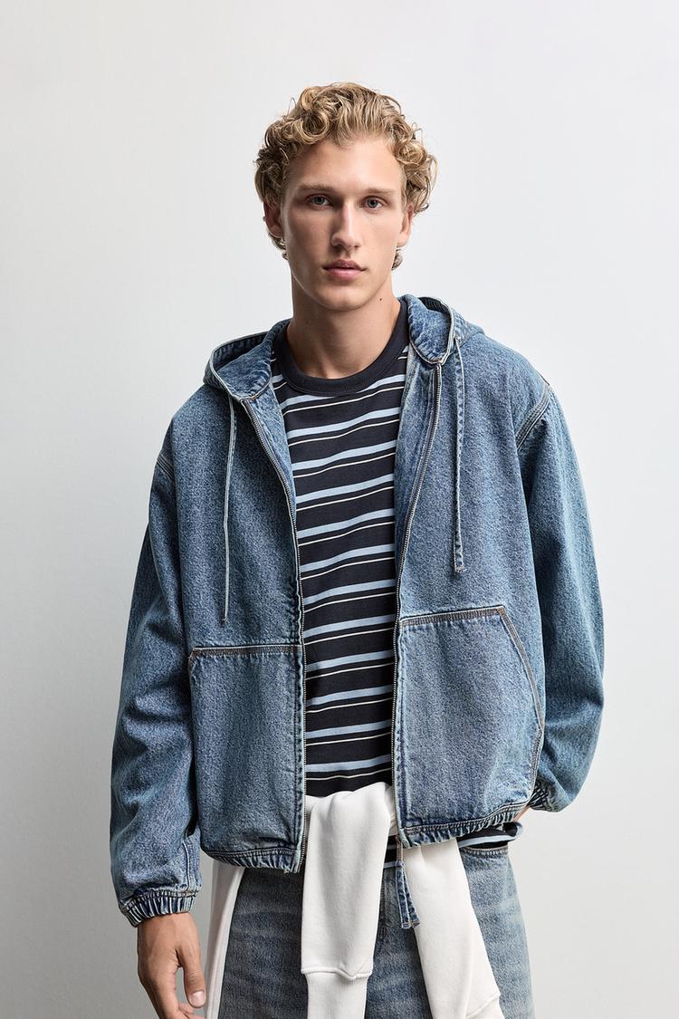 Hooded denim jacket — INDIGO
