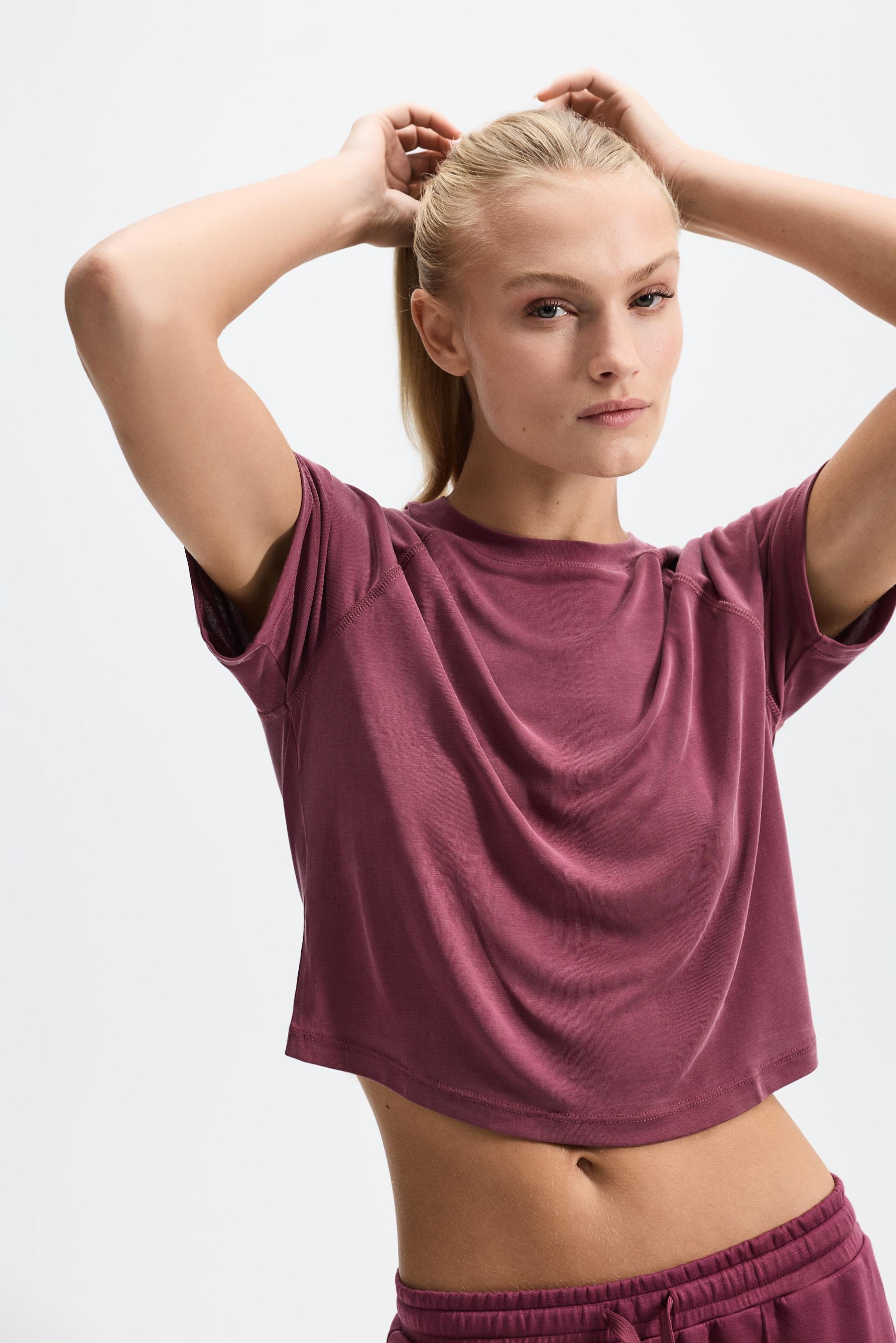 Cropped flowing T-shirt — DARK PINK