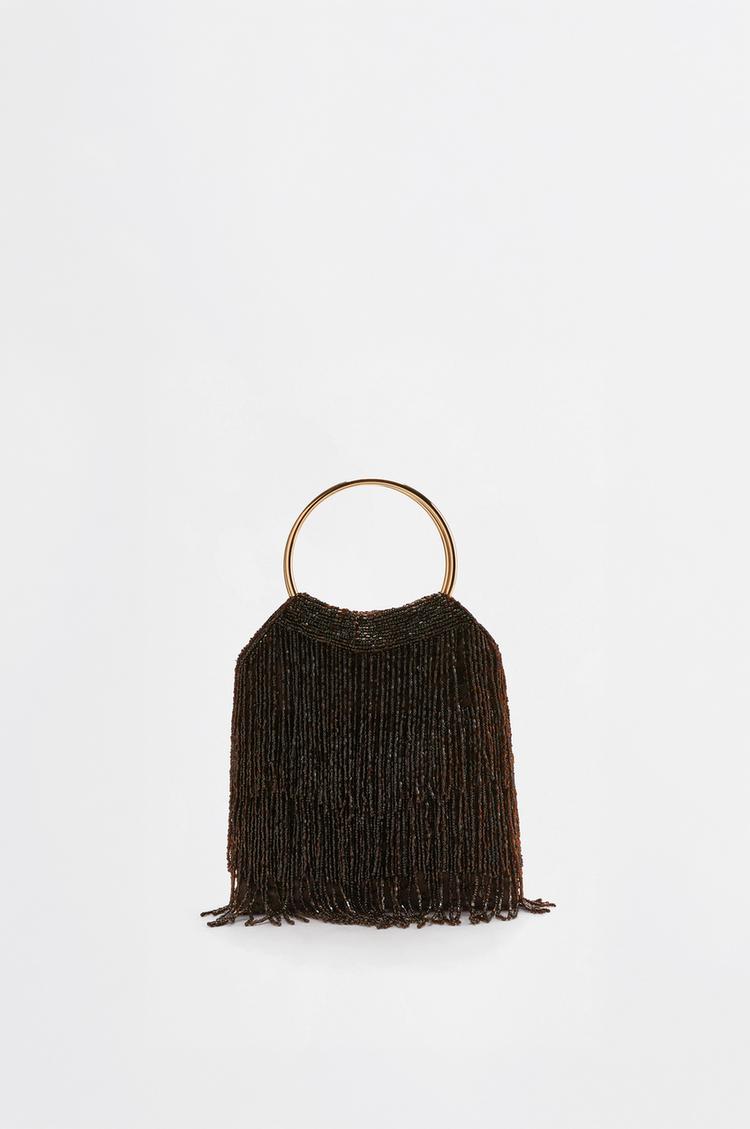 Beaded crossbody bag — BROWN