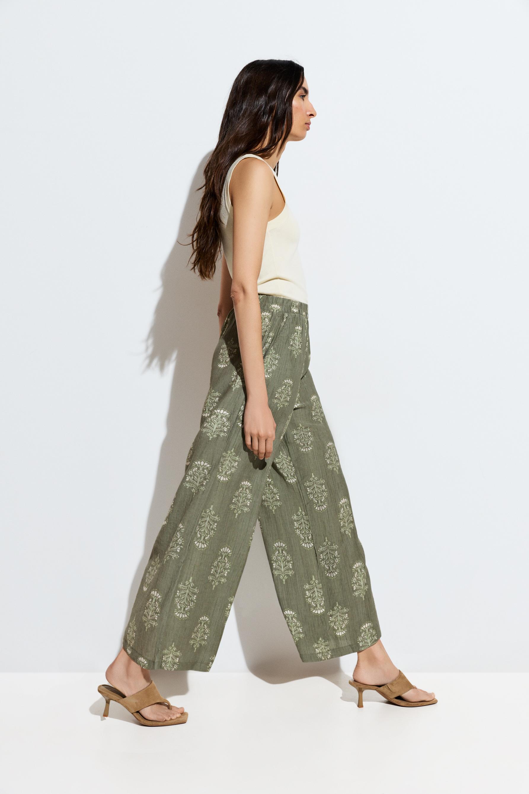 Textured culottes — MEDIUM GREEN