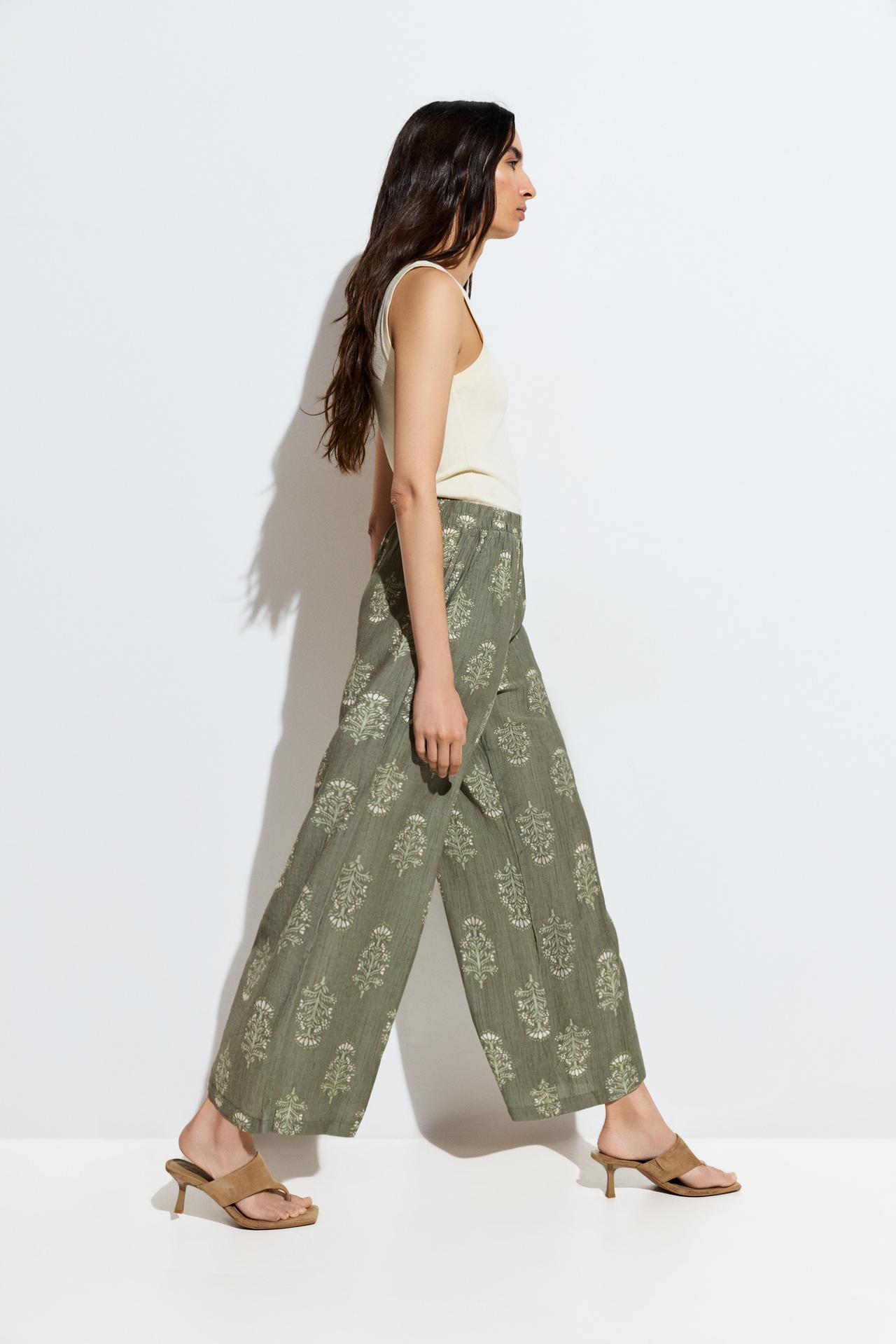 Textured culottes — MEDIUM GREEN