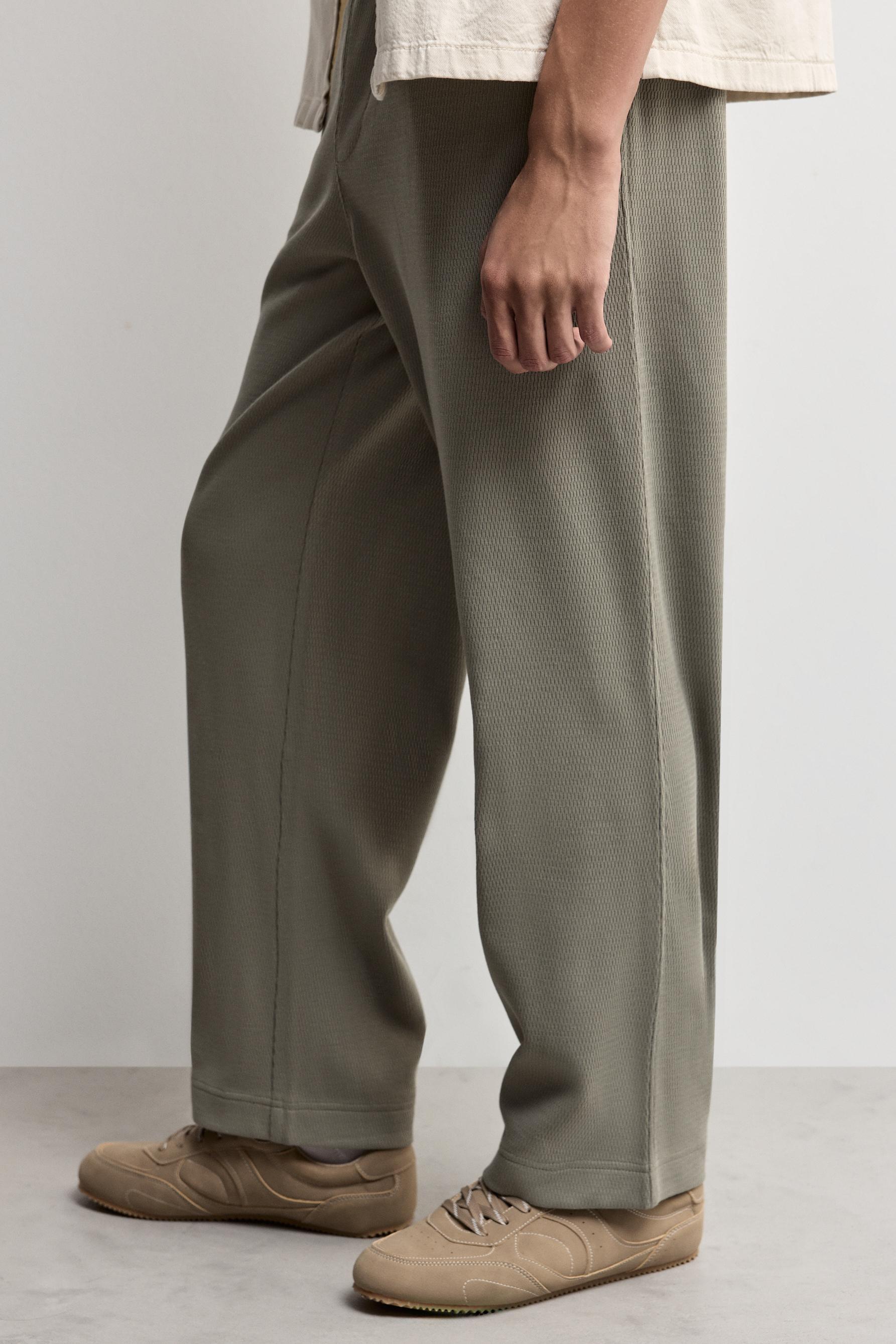 Textured tracksuit bottoms — KHAKI