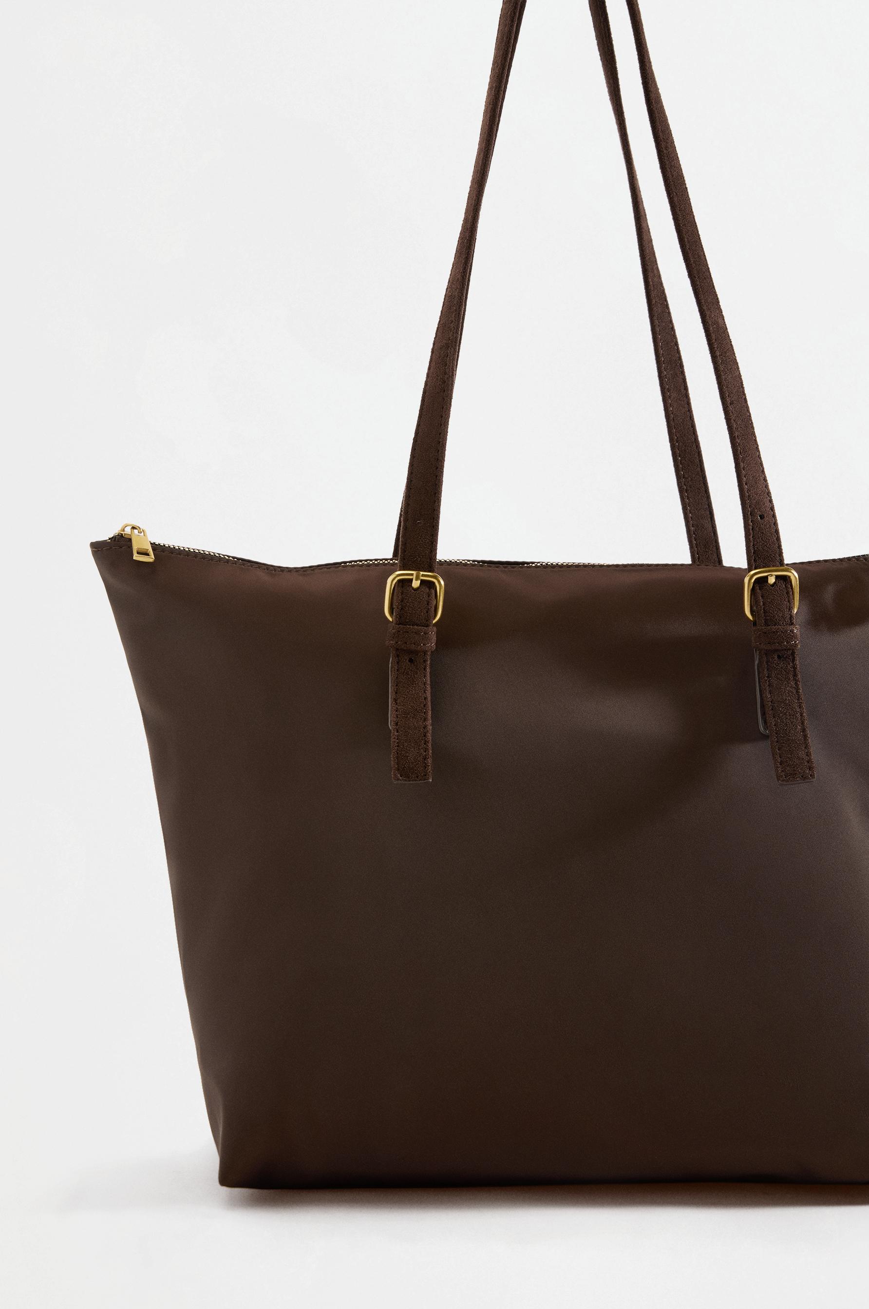 Nylon shopper bag — BROWN