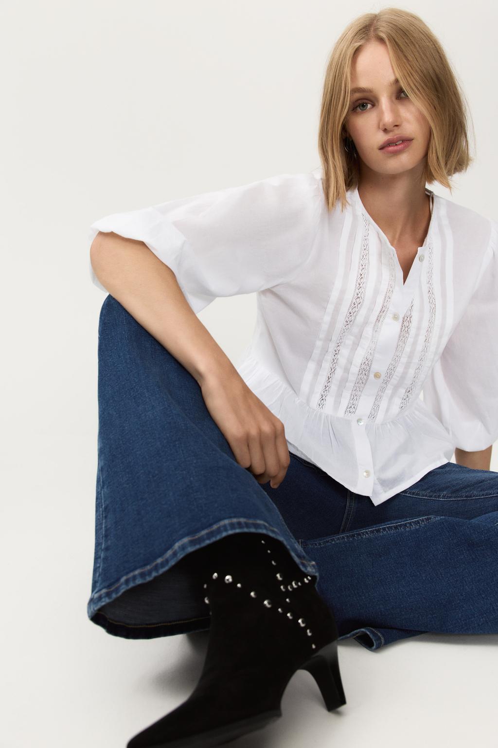 Camicia con baschina e pizzo