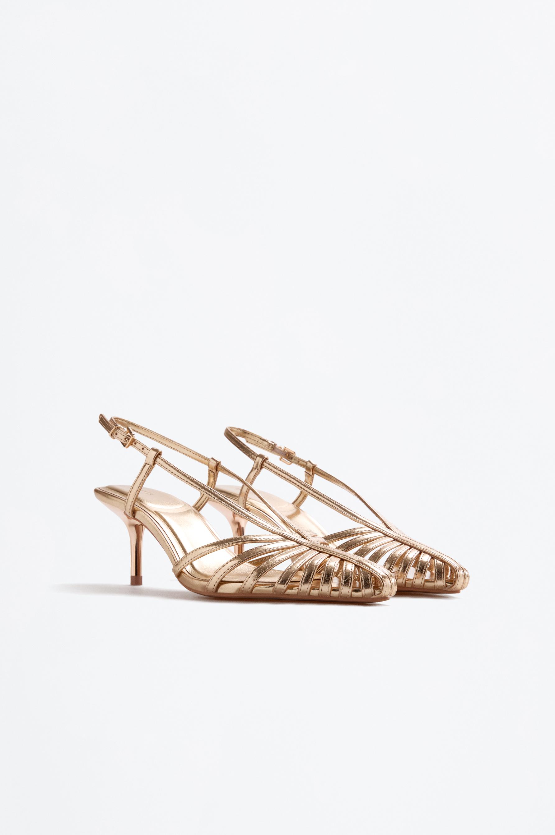 Lefties Altın Rengi Lefties Arkasi açık topuklu ayakkabı