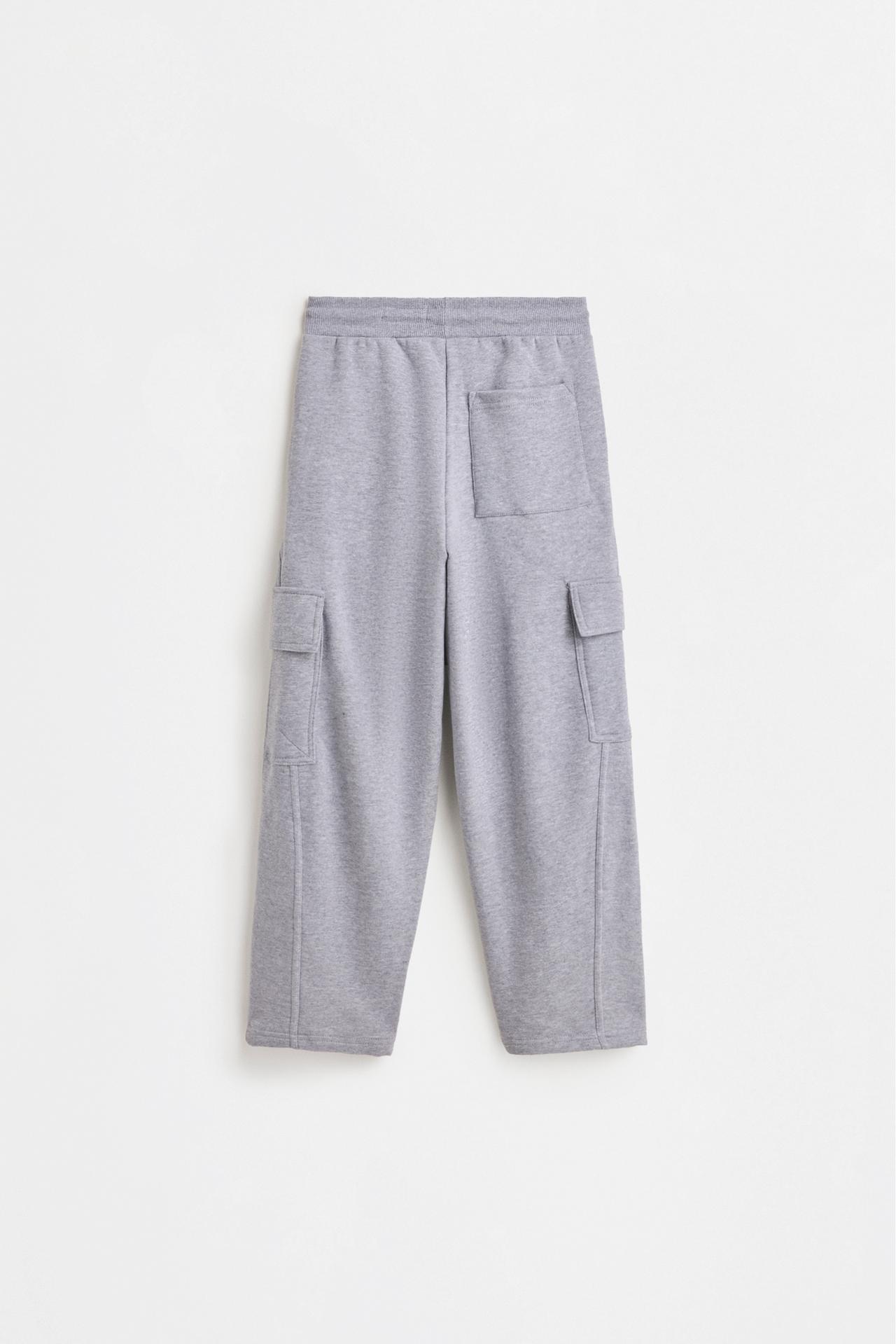 Plush barrel-leg cargo pants — GREY MARL