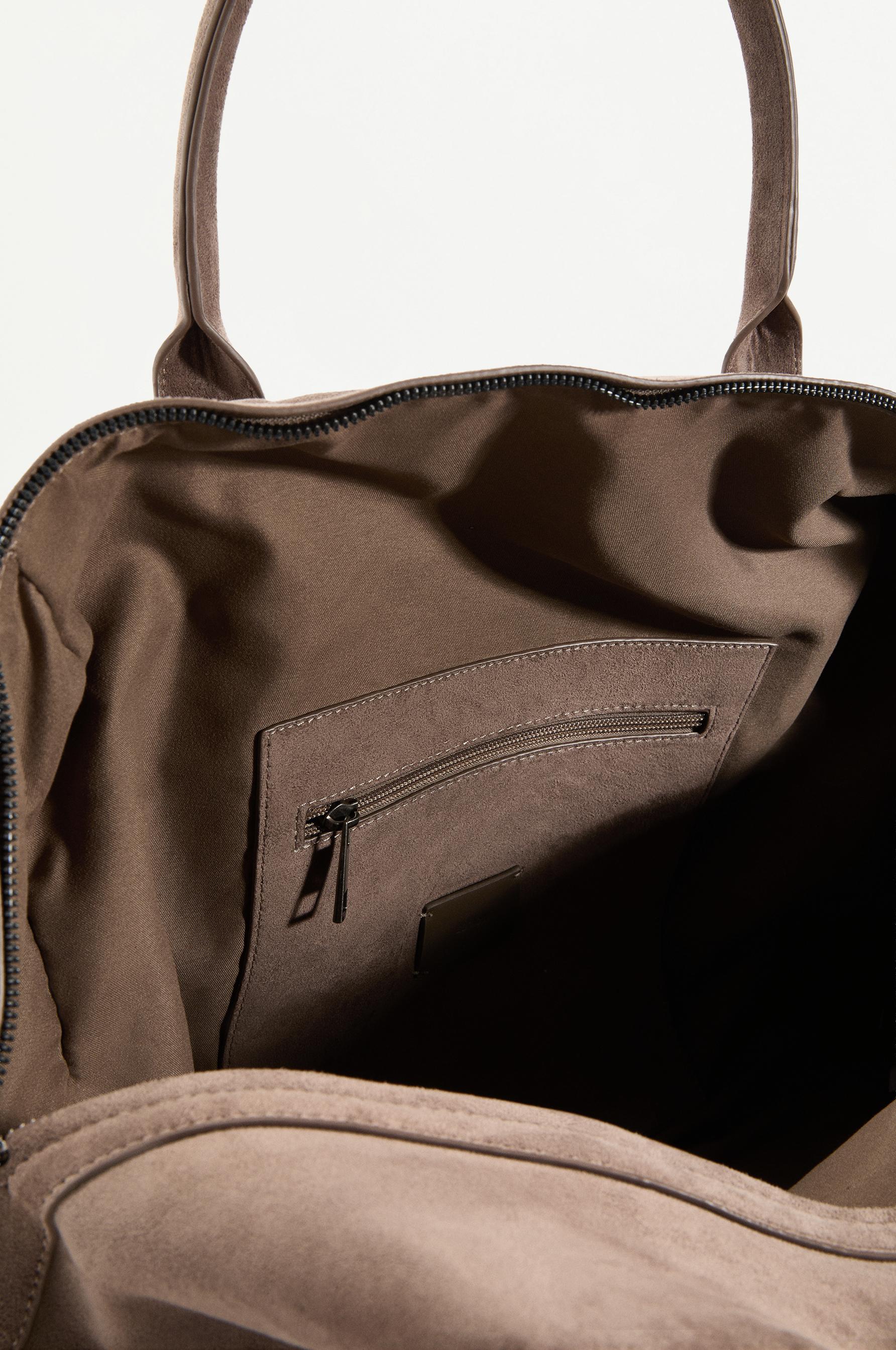 Split Suede Effect Bowling Bag EDITION — KHAKI