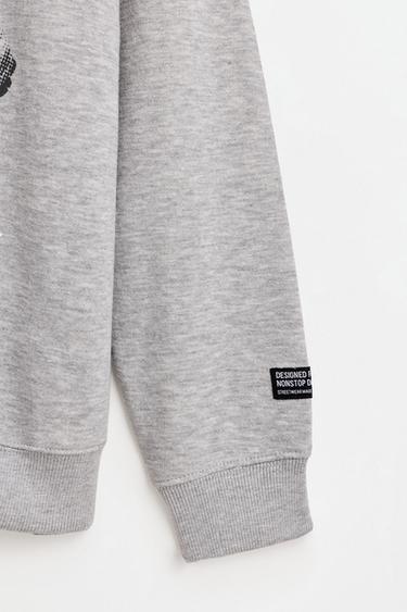 Printed sweatshirt with hood — GREY MARL 4