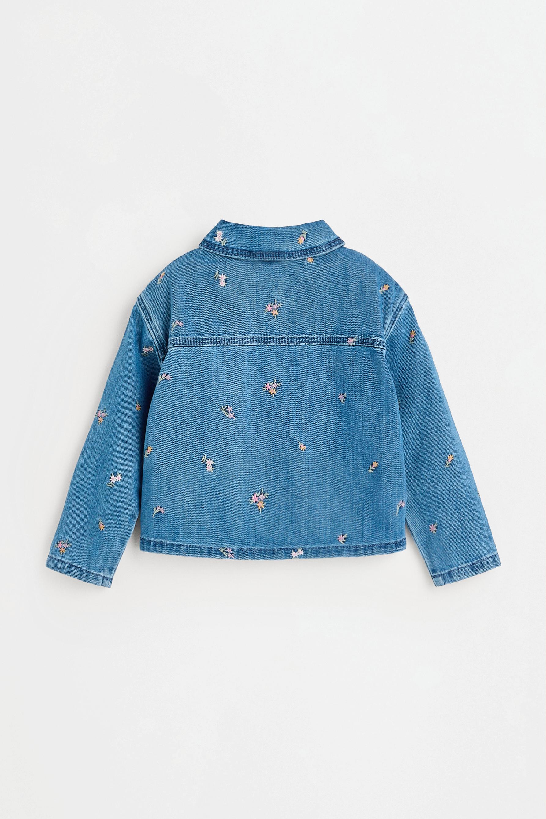 Embroidered denim jacket — FADED BLUE
