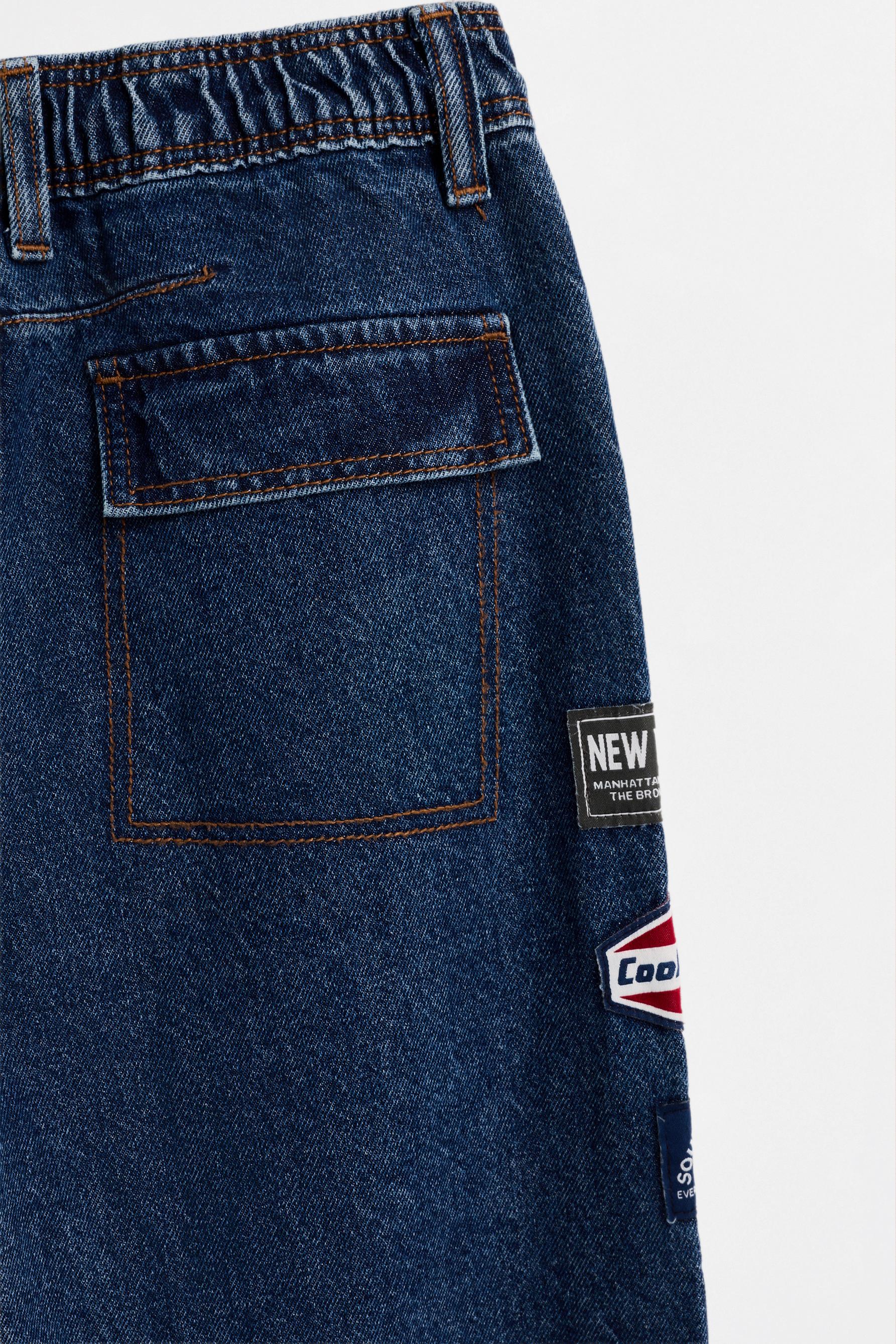 Skate-fit patch jeans — FADED NAVY