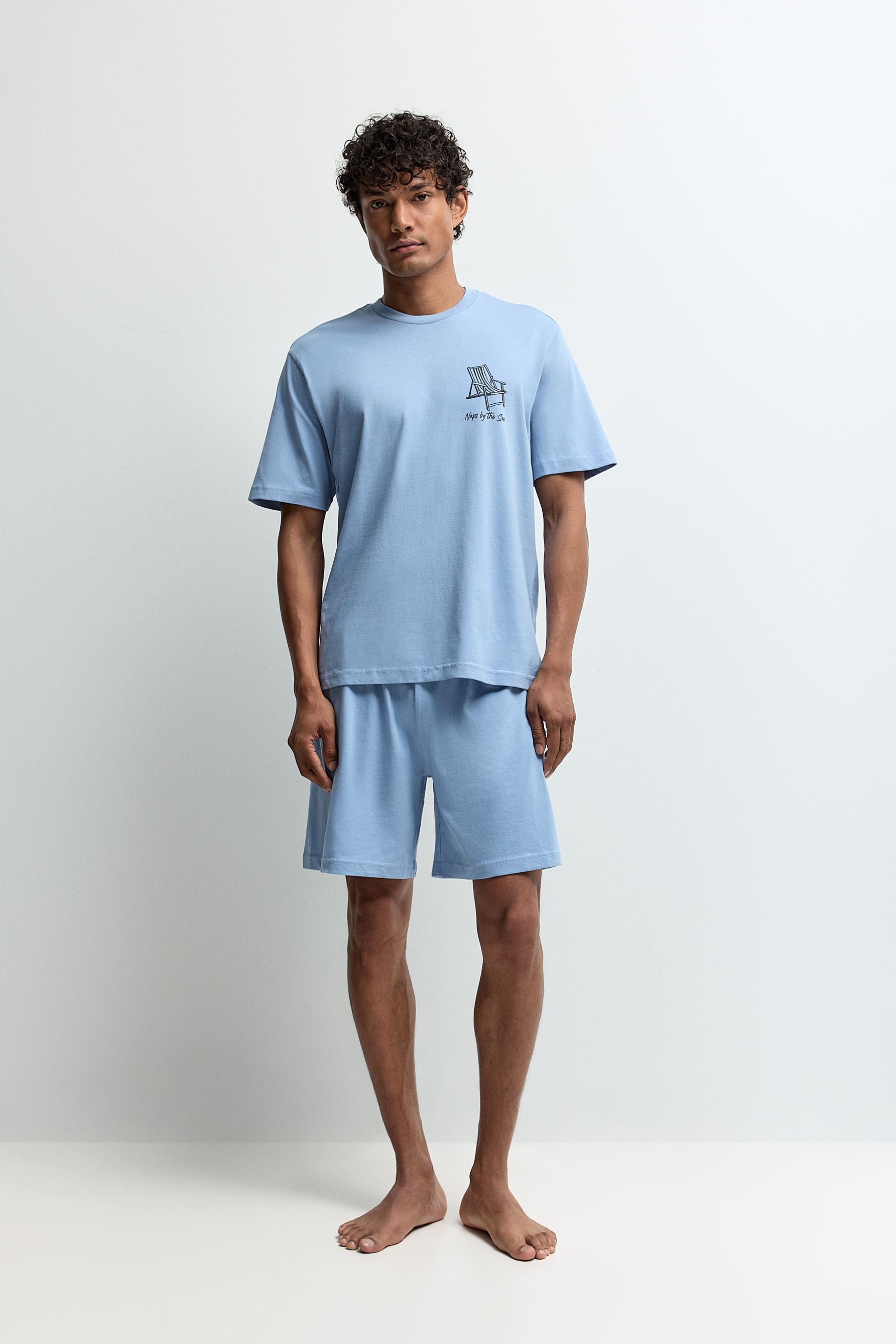 Short printed pyjamas — MEDIUM BLUE