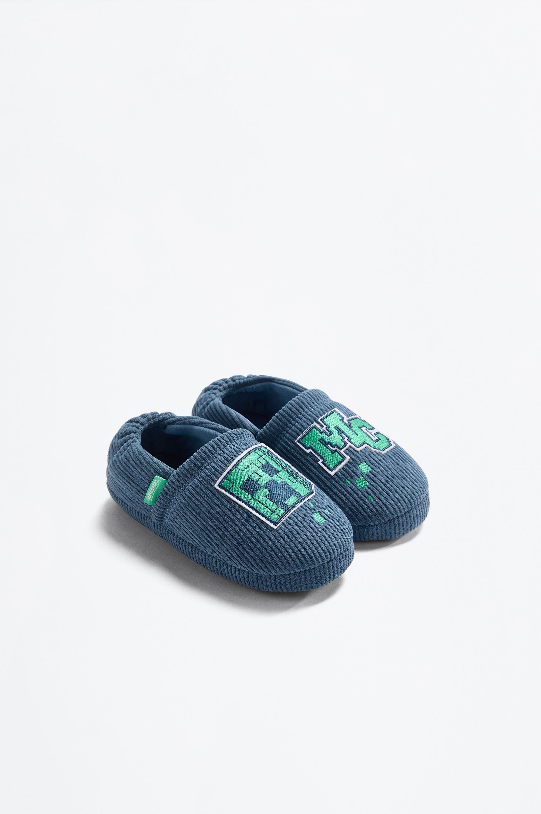 Minecraft closed house slippers — BLUE