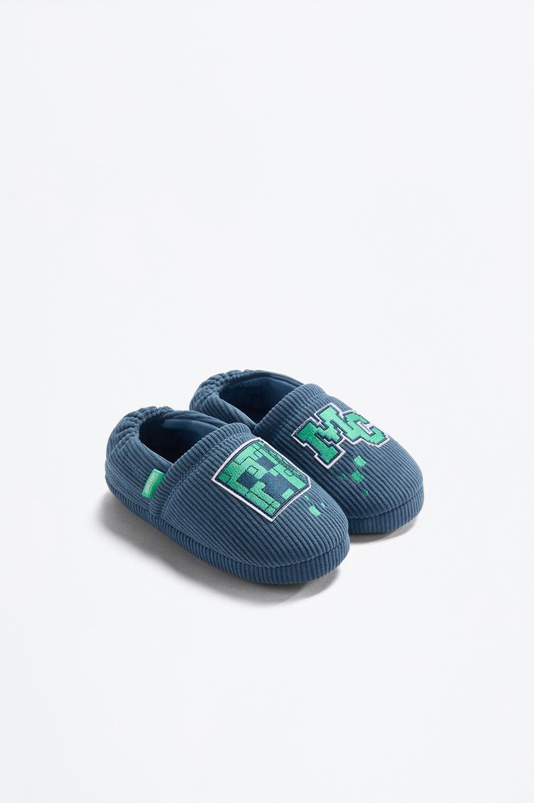 Minecraft closed house slippers — BLUE
