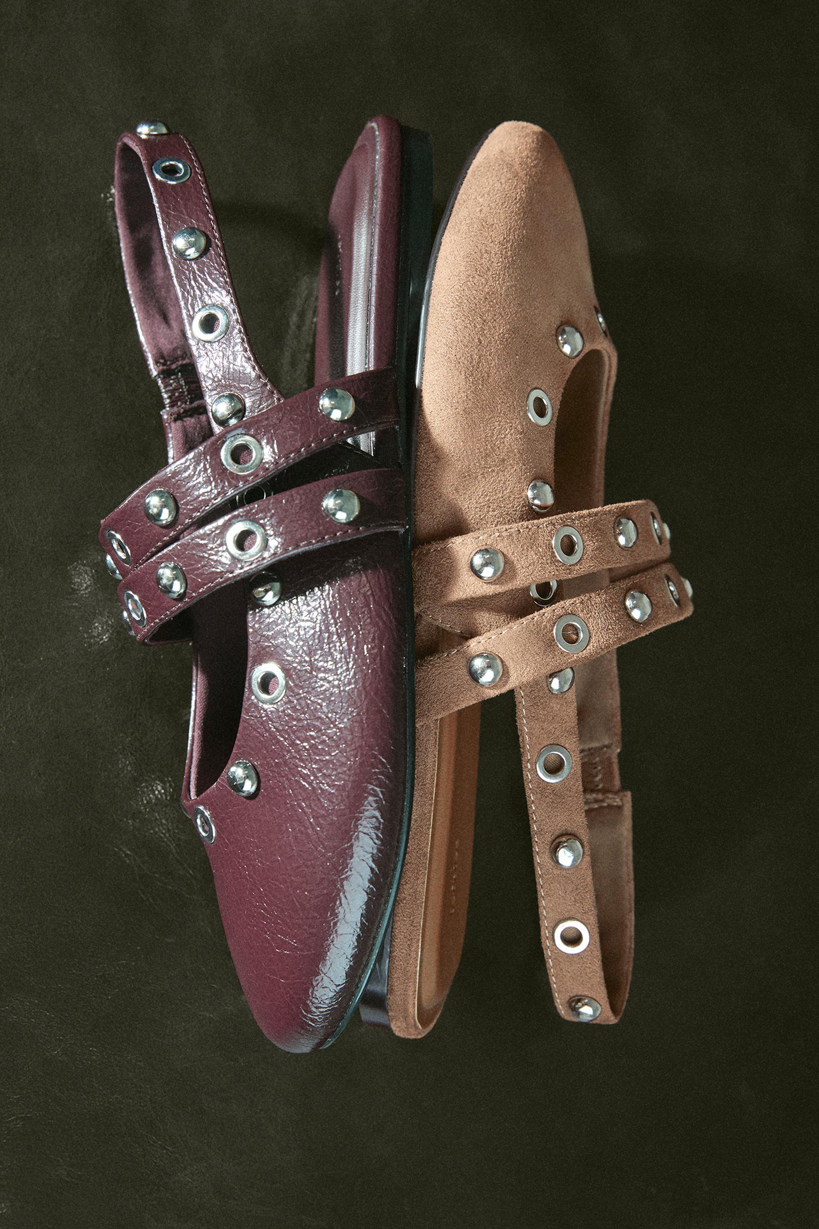 Lefties Deri Lefties Arkasi açık zımbalı ayakkabı