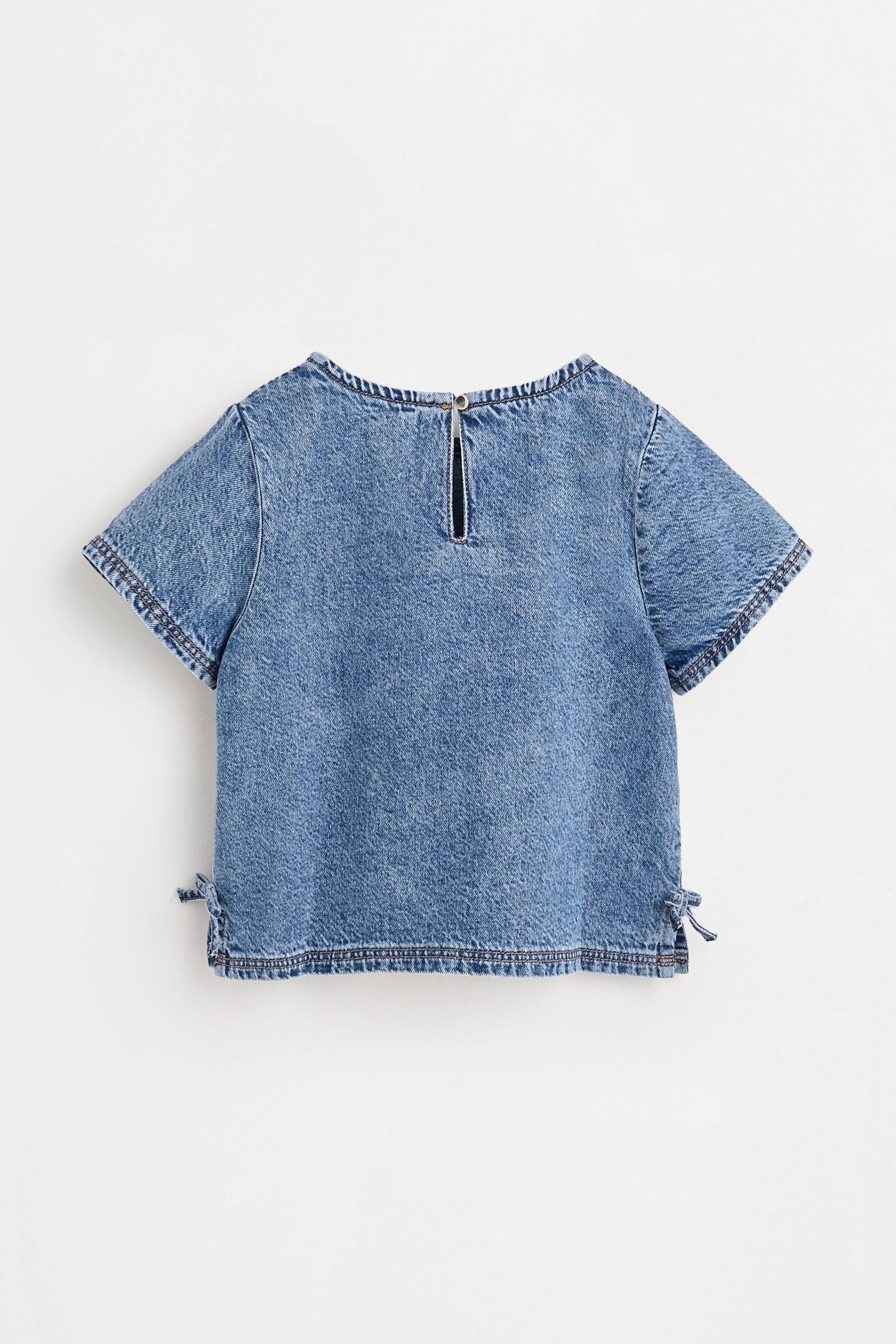 Denim top with ties — PALE BLUE