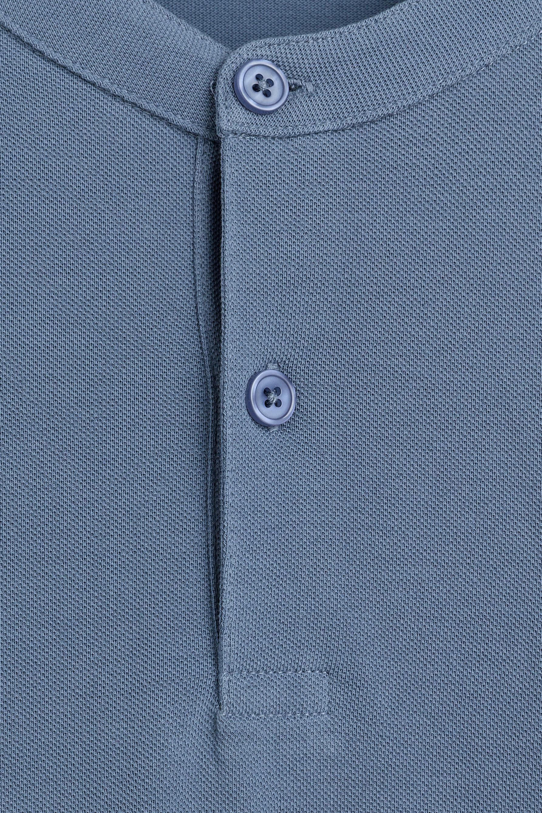 Basic stand collar polo shirt — GREY BLUE