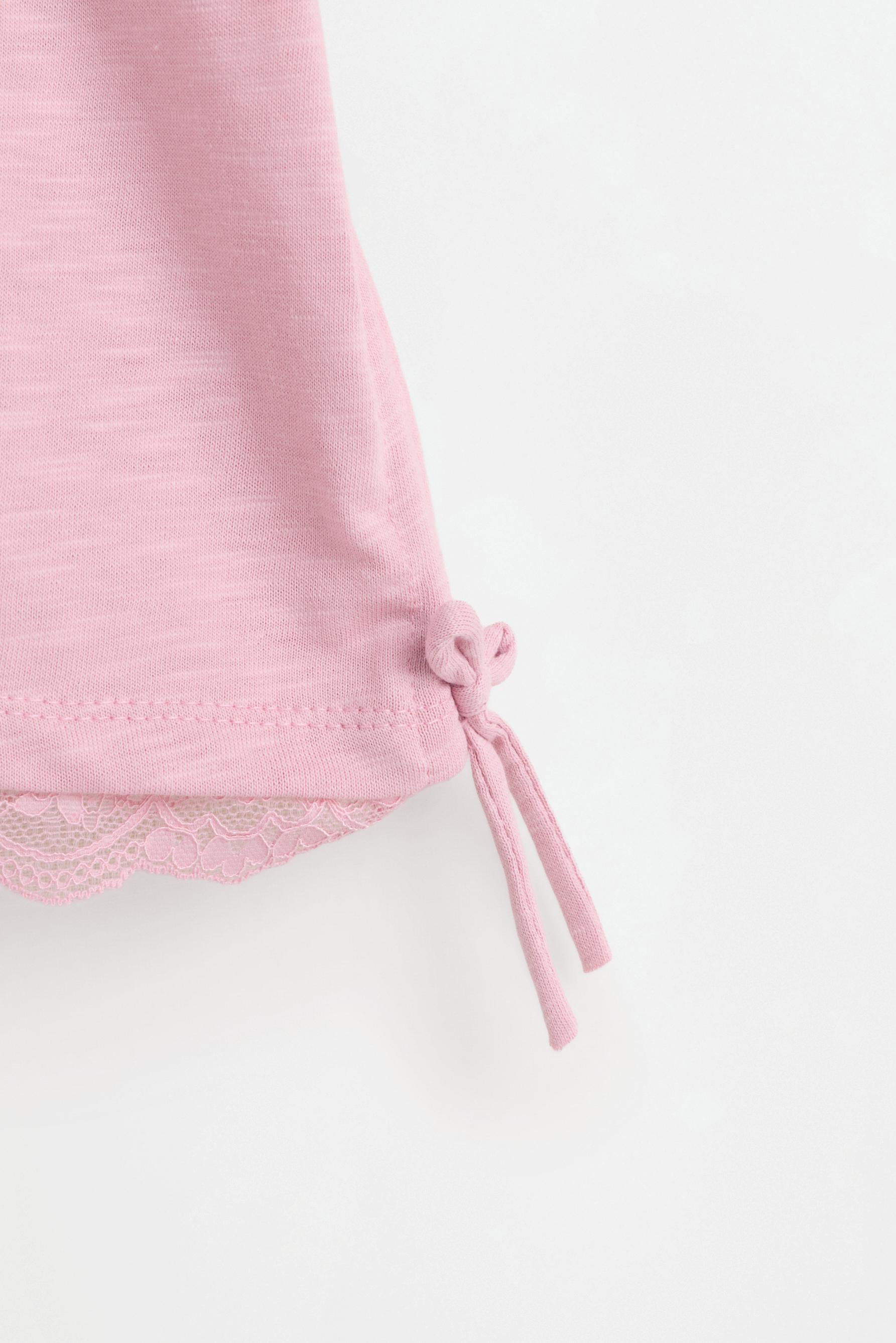 Lace T-shirt with tie — DUSTY PINK