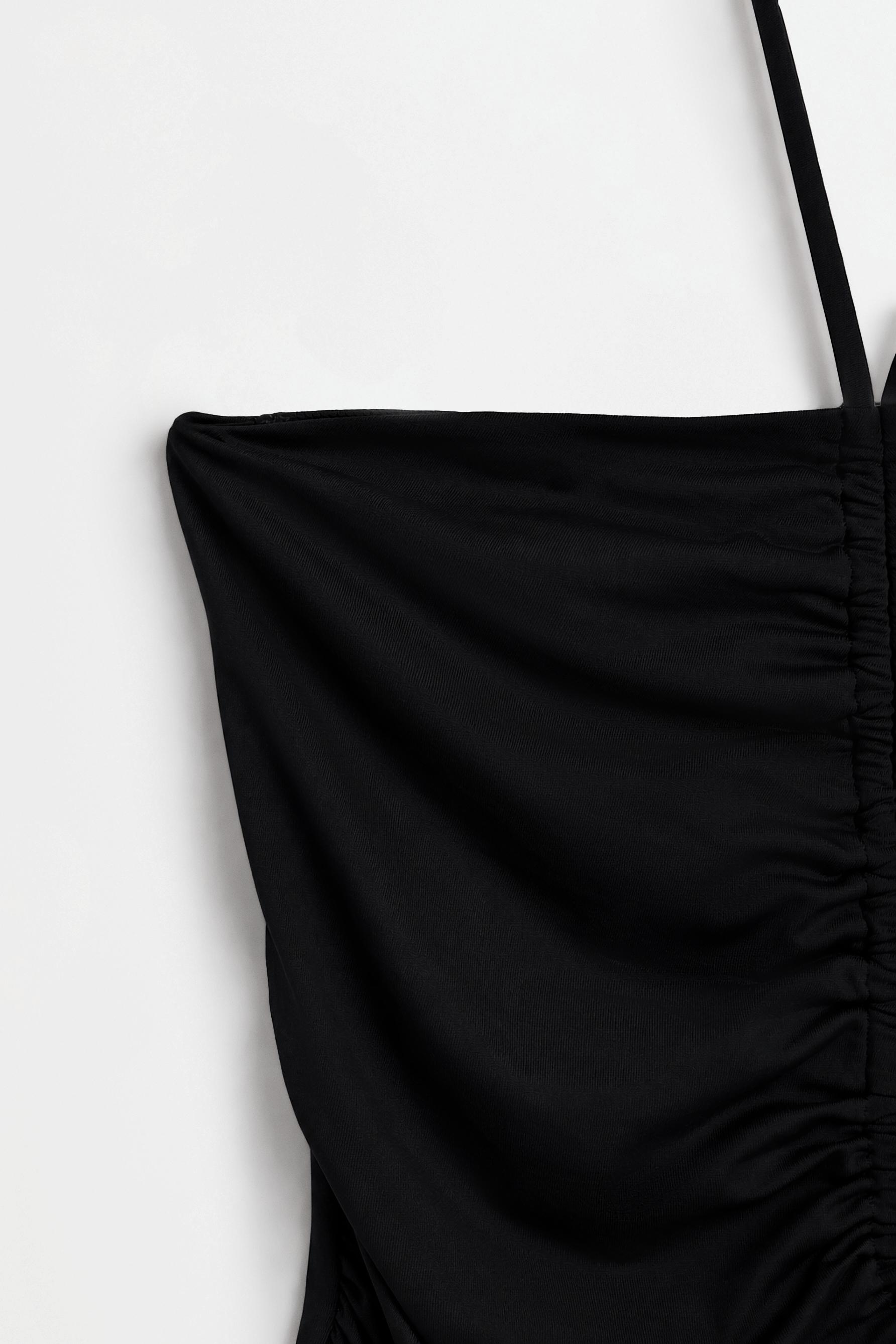 Gathered front top — BLACK
