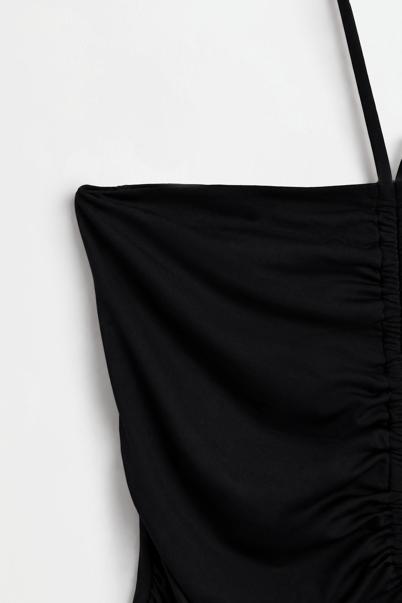 Gathered front top — BLACK