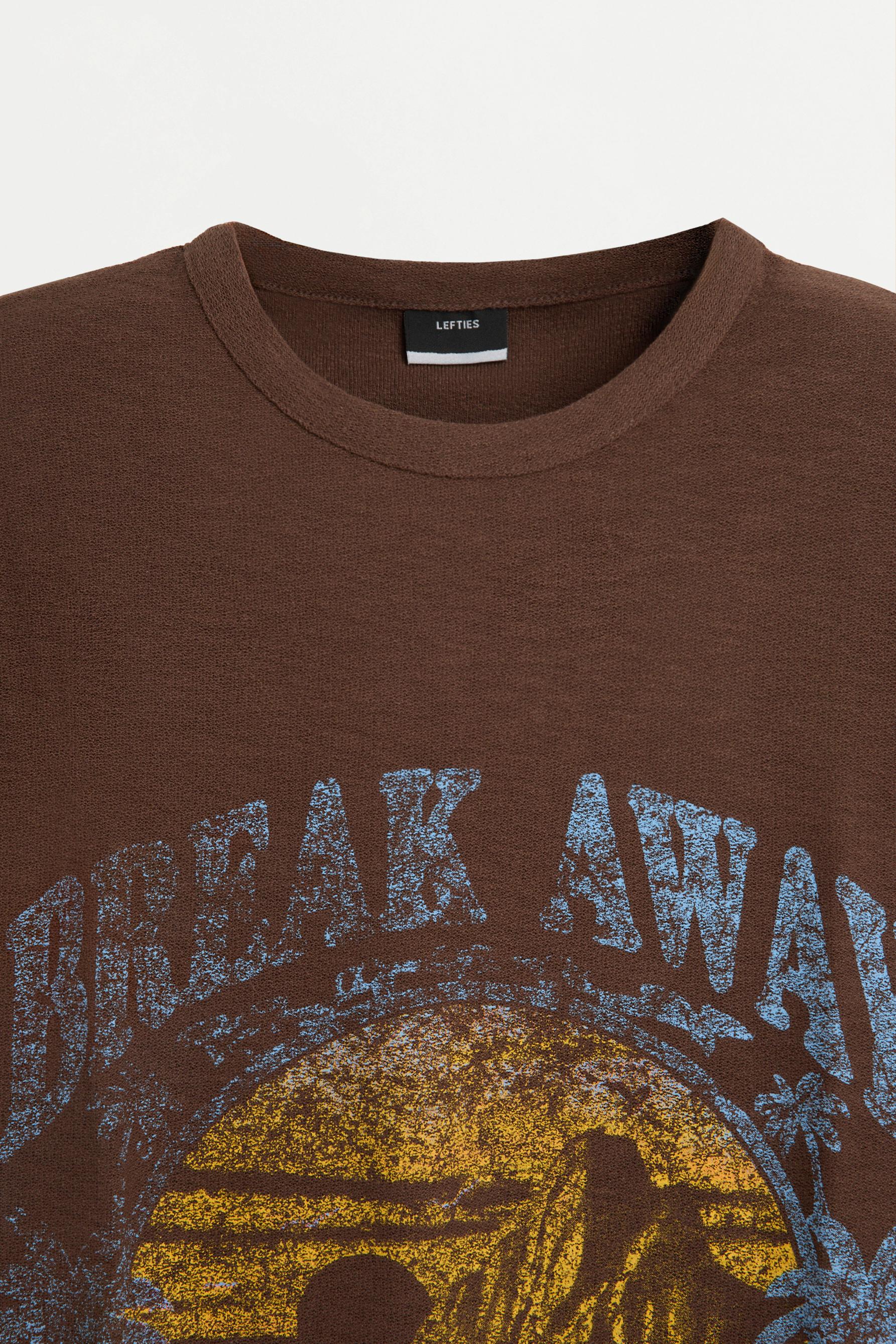 Distressed print T-shirt — BROWN