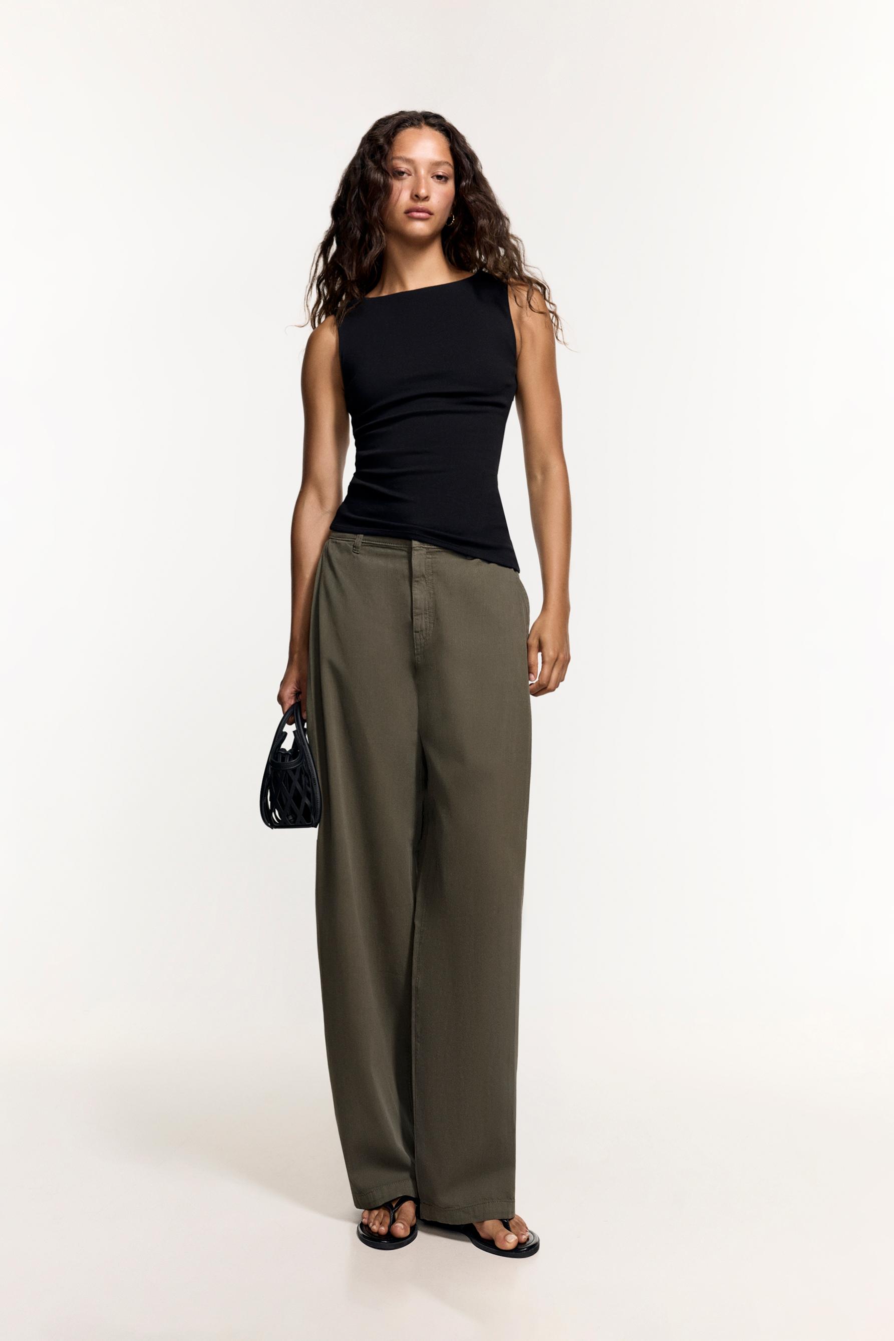 Barrel-leg darted trousers — KHAKI