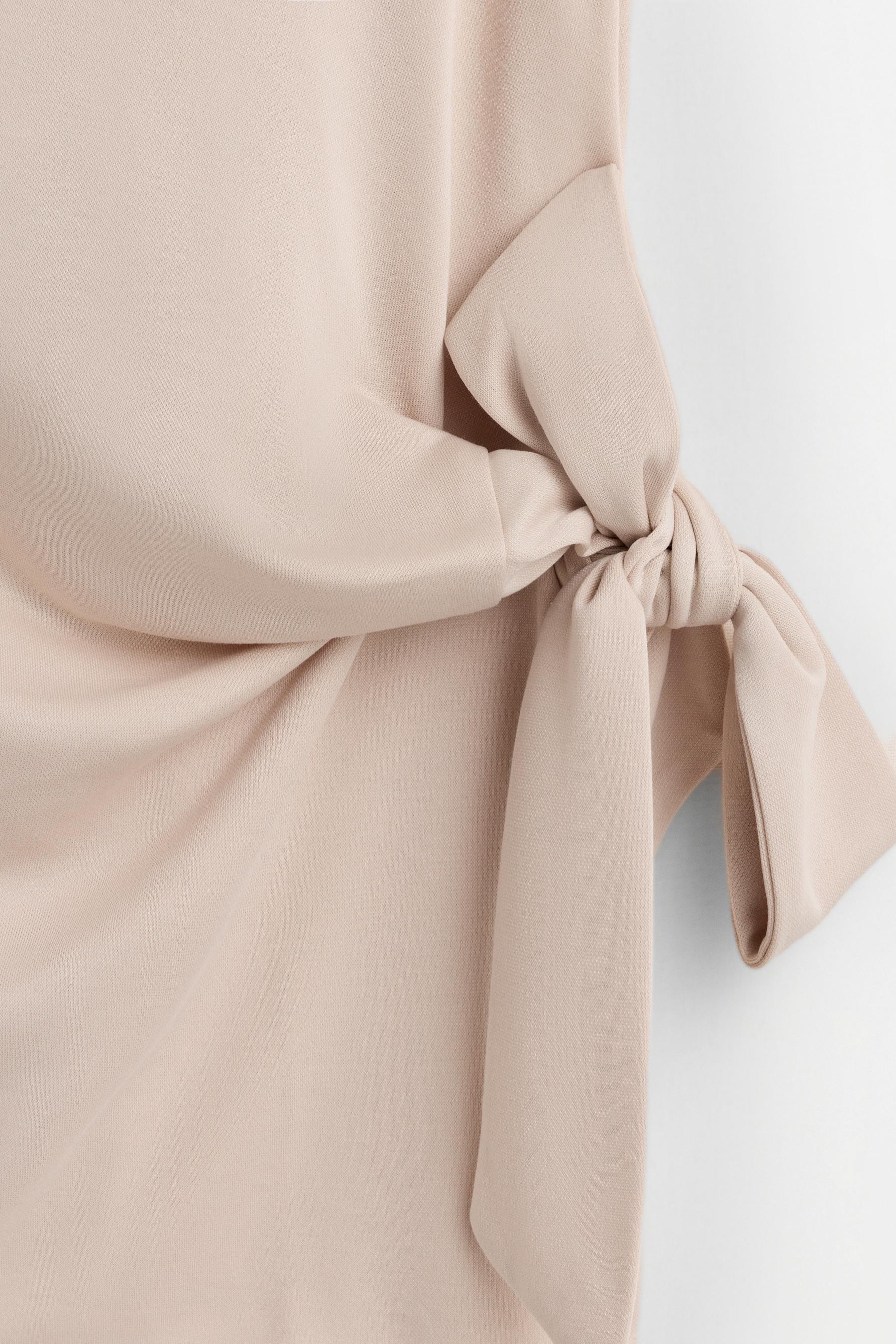 Flowing tie-detail T-shirt — MINK