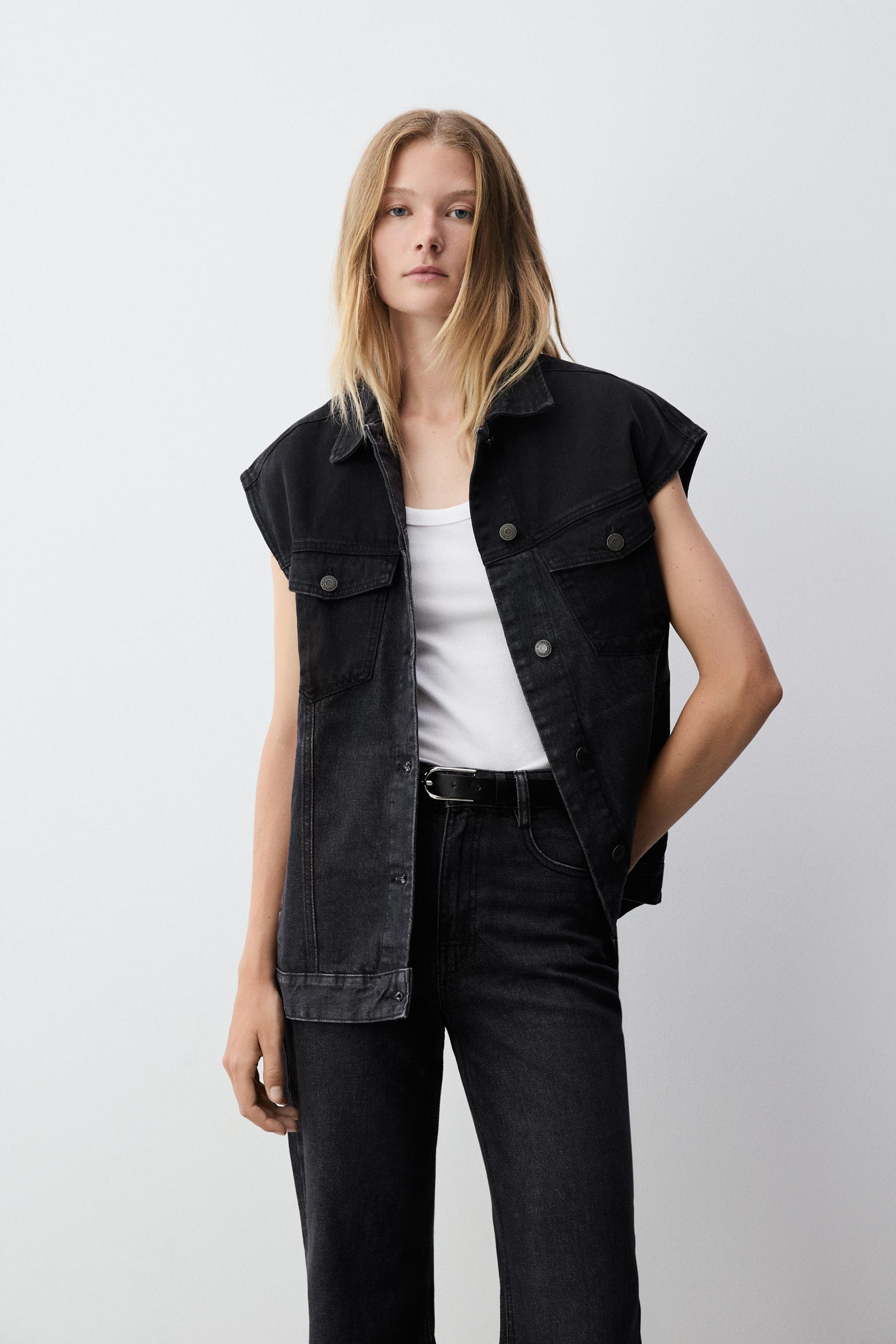 Chaleco denim contrastes