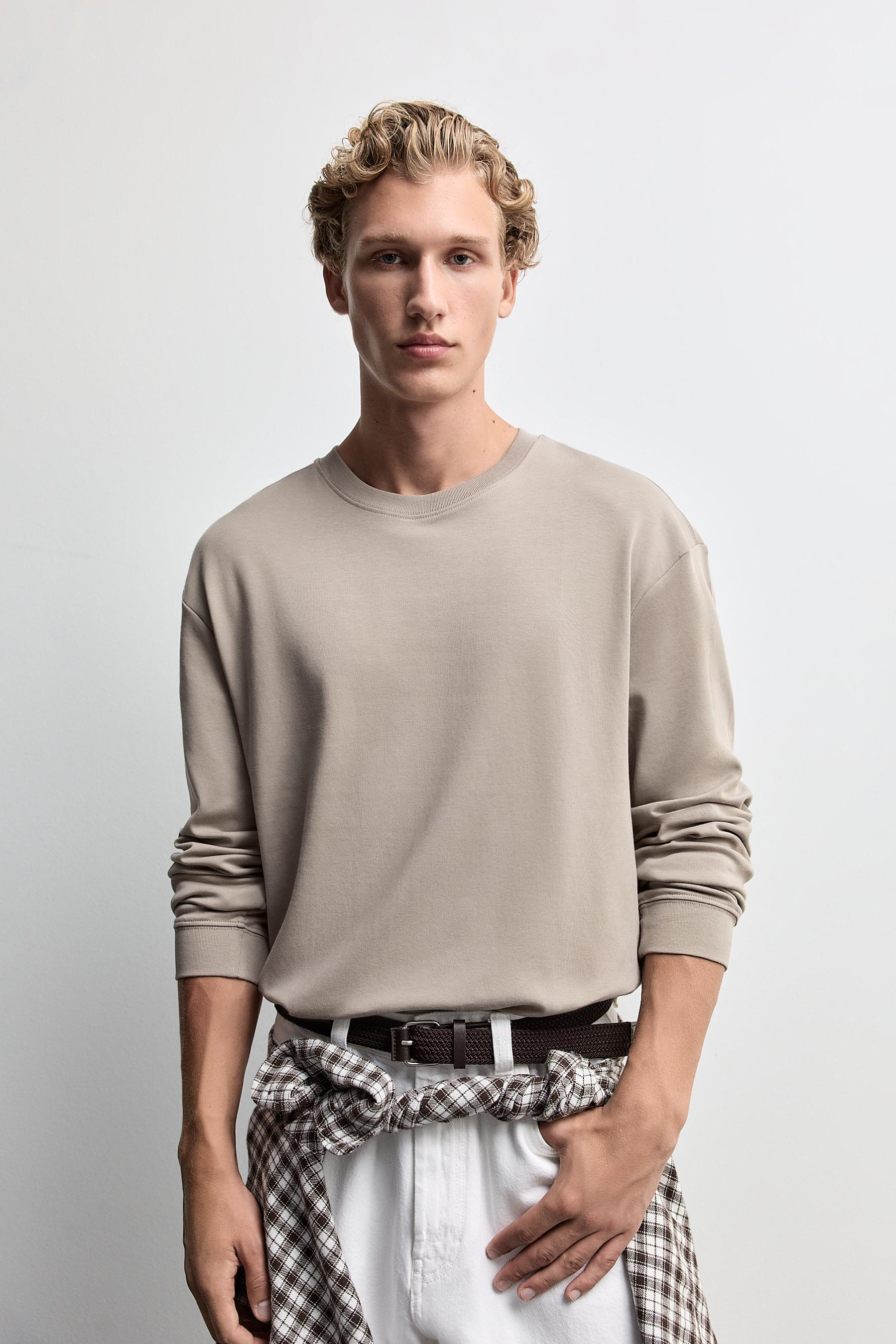 Long sleeve interlock T-shirt — TAUPE BROWN