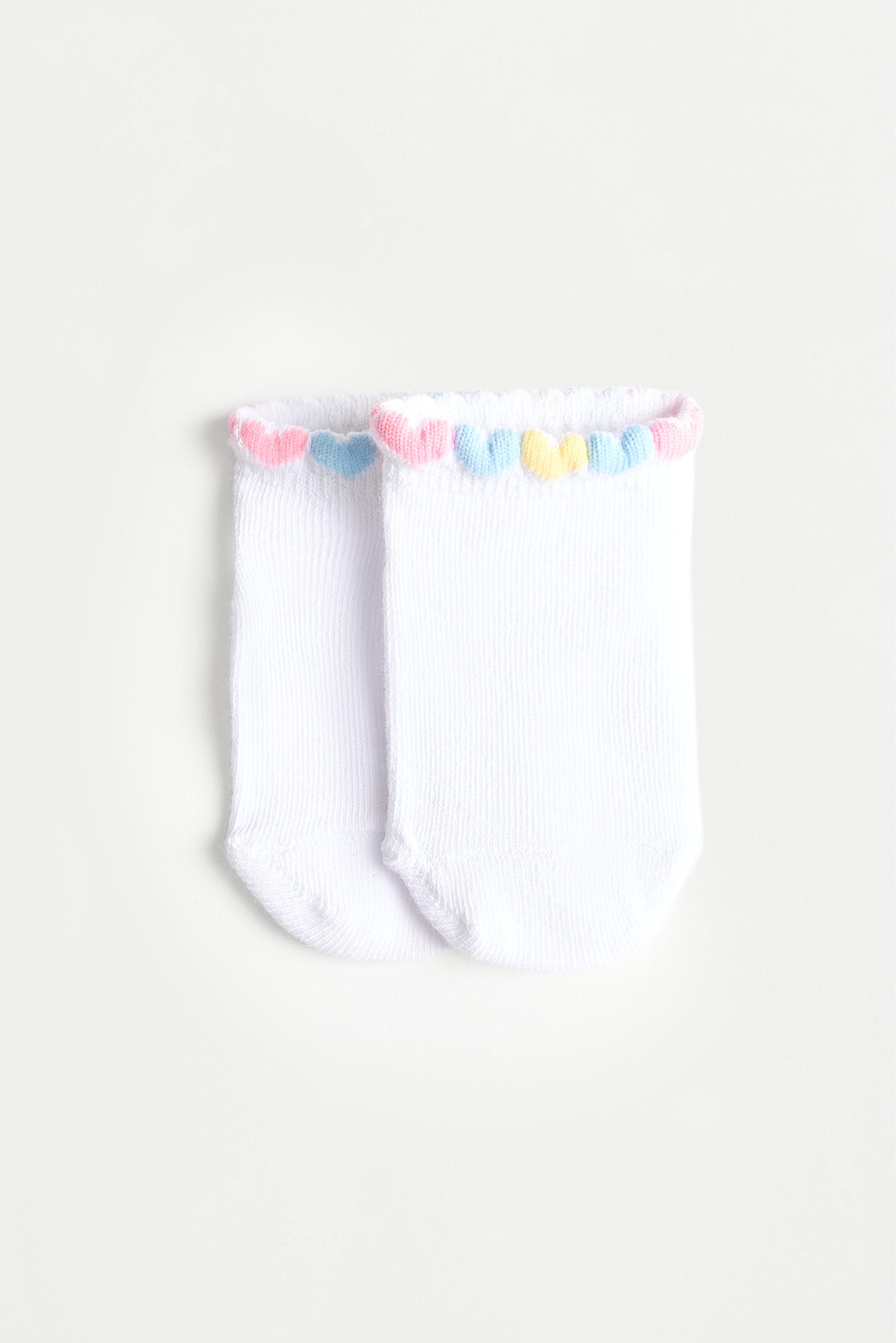 3D Heart ankle socks (5-pack) — WHITE/SKY BLUE