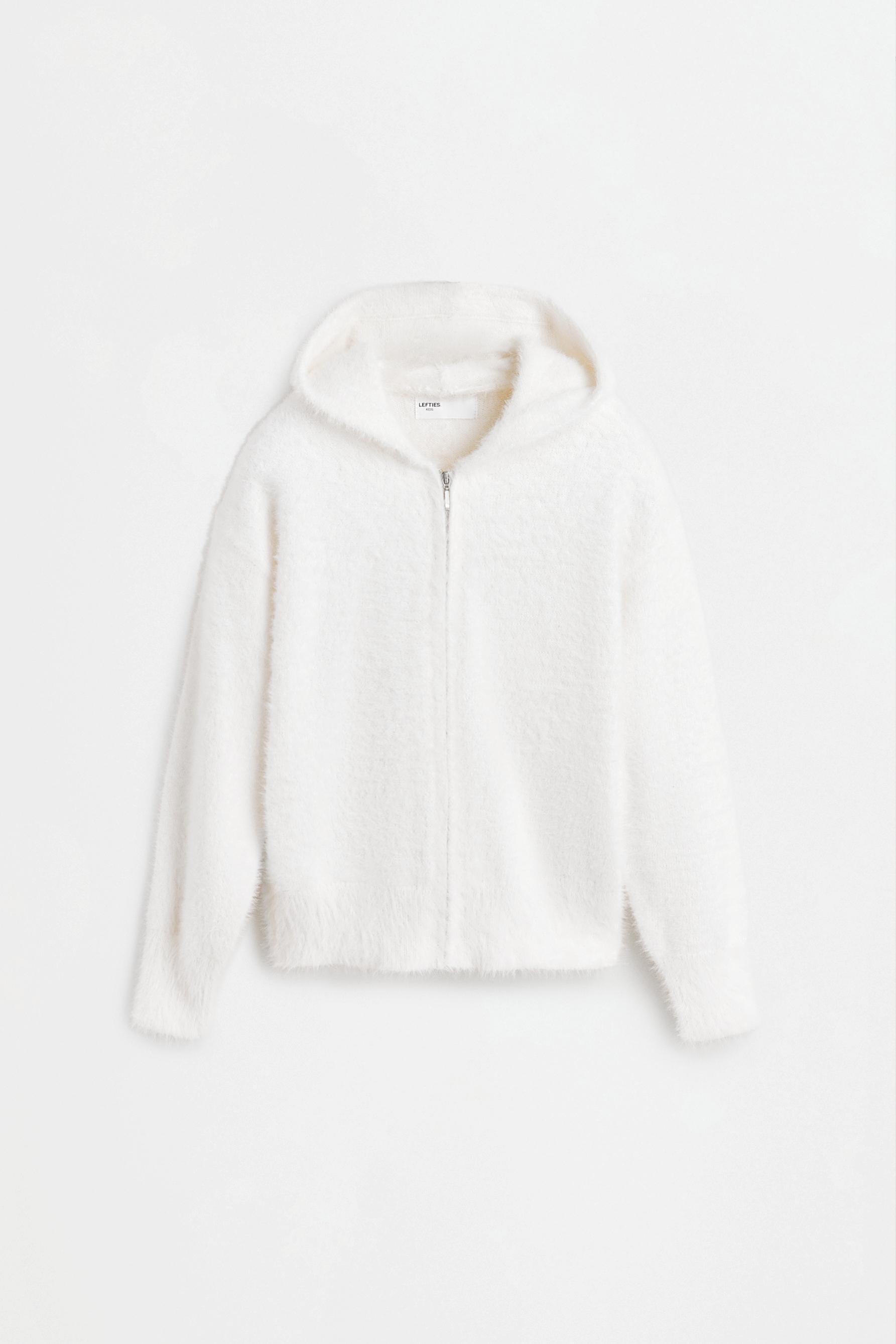 Faux fur hooded jacket — OFF WHITE