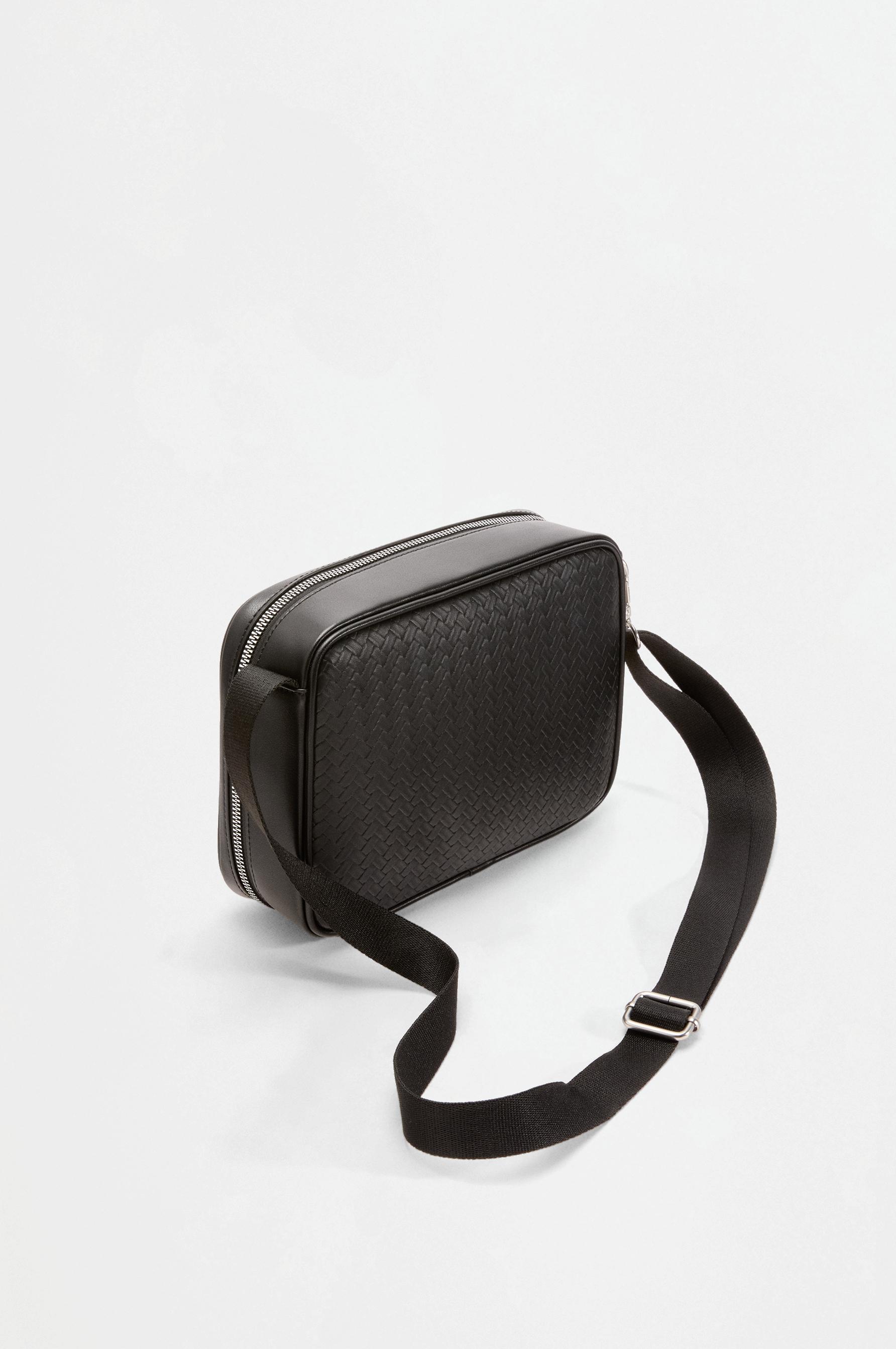 Braided effect crossbody bag — BLACK