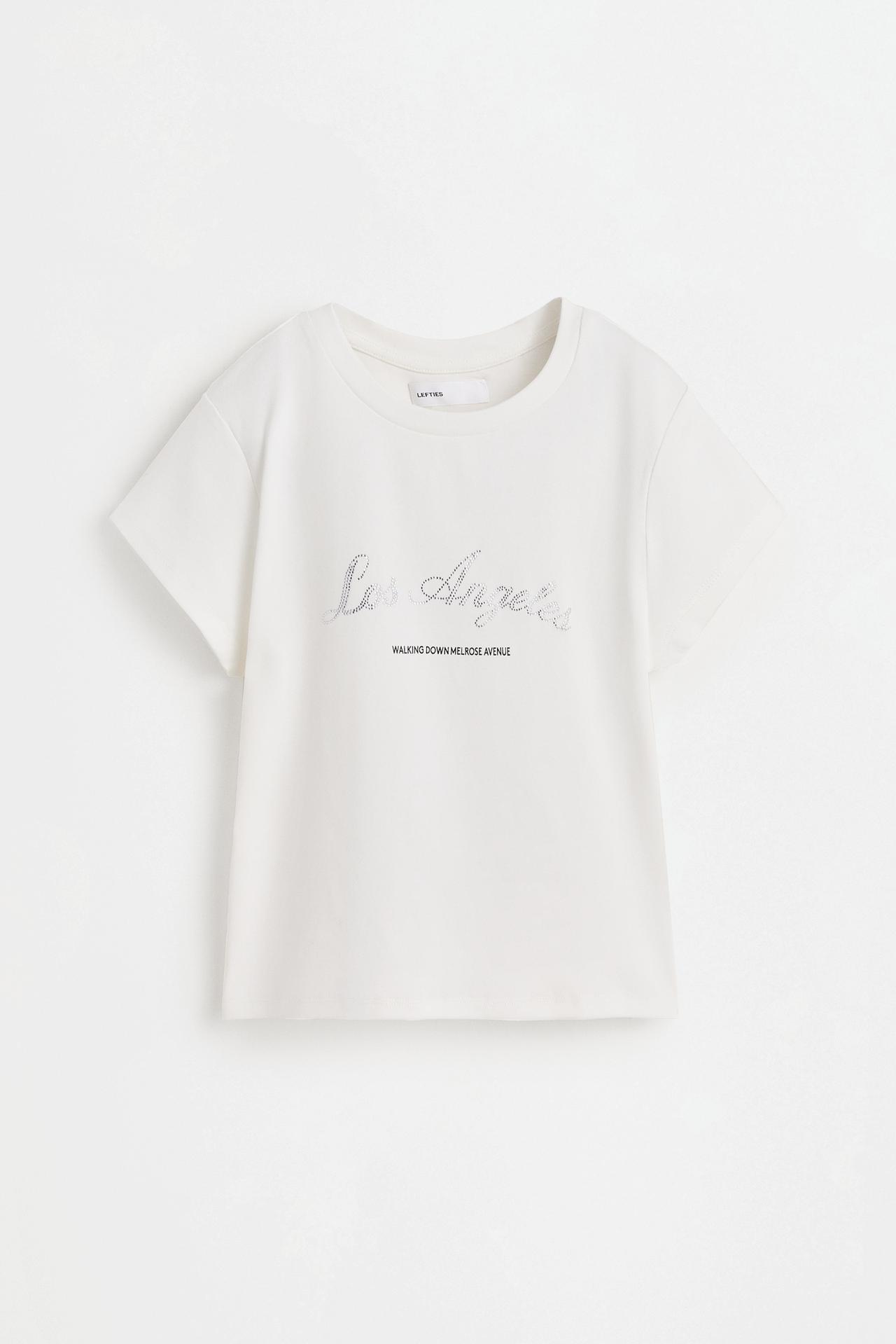 Rhinestone slogan T-shirt — OFF WHITE