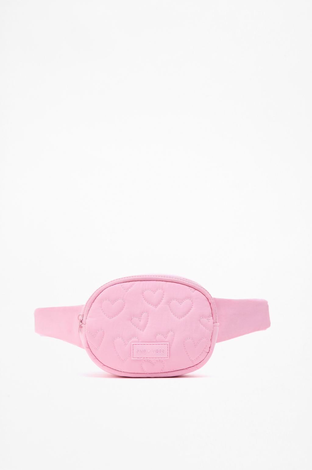 Quilted heart nylon belt bag