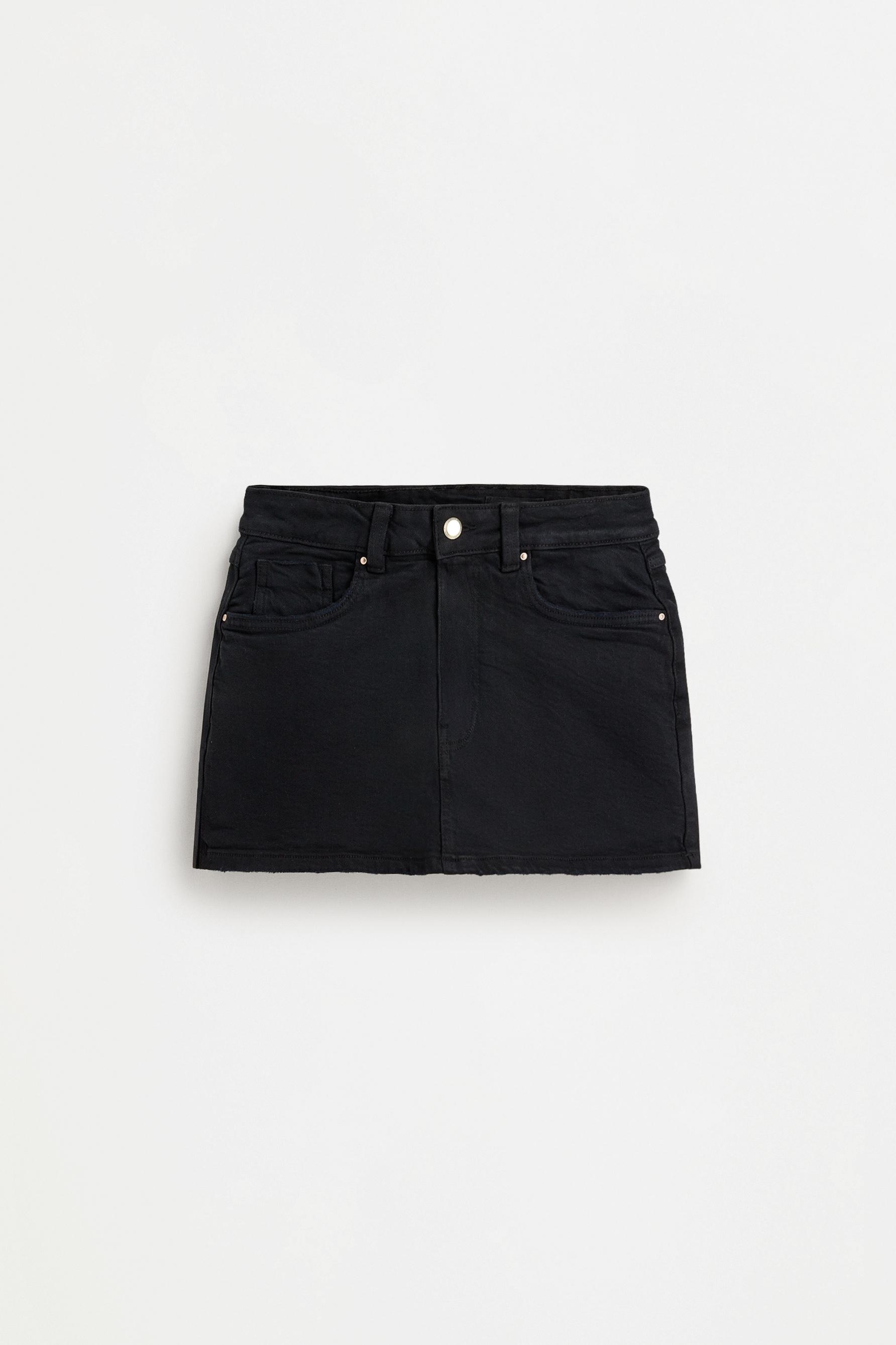 Denim skort — BLACK