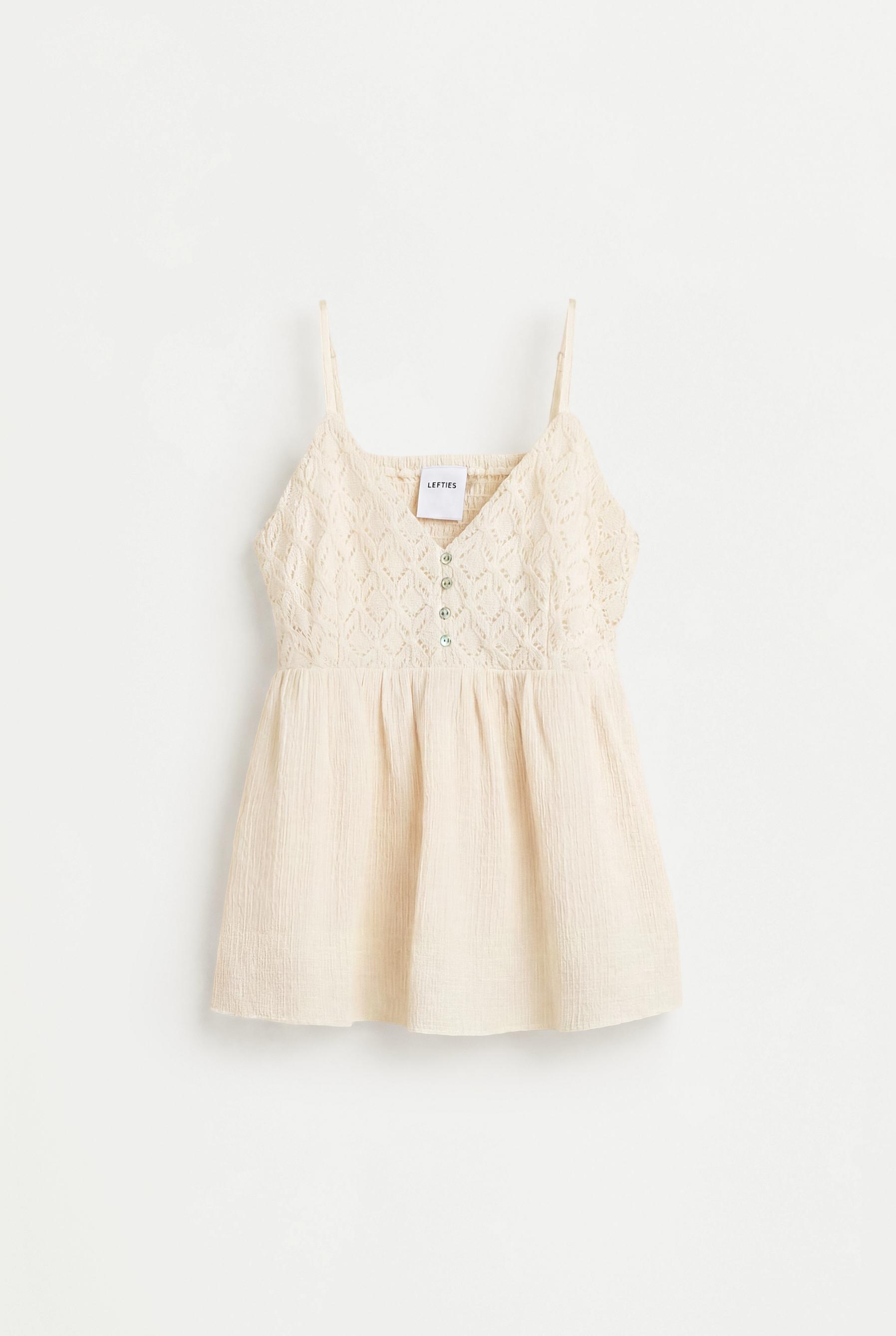 Crochet-effect top — OFF WHITE