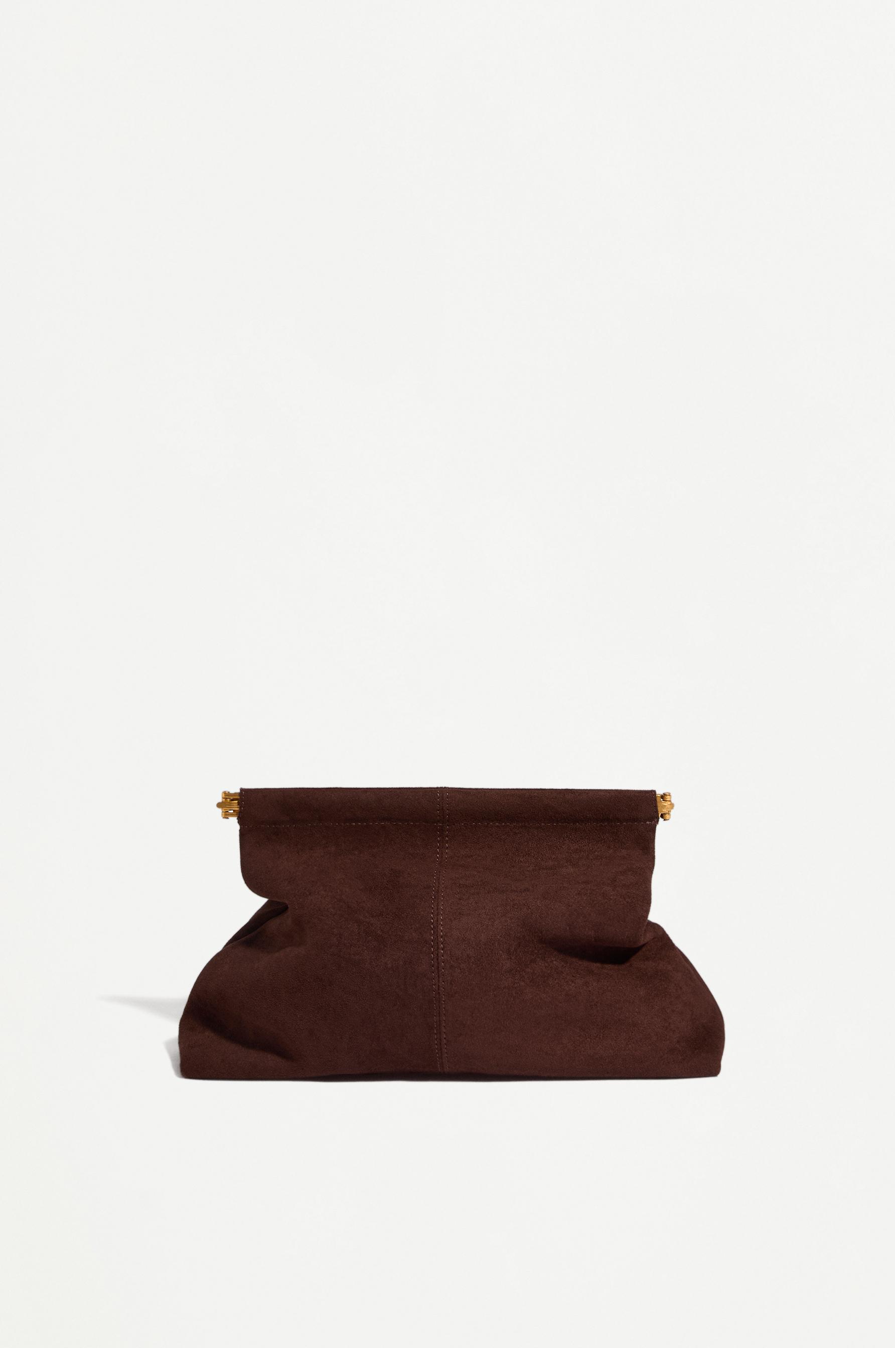 Faux suede pouch bag — BROWN