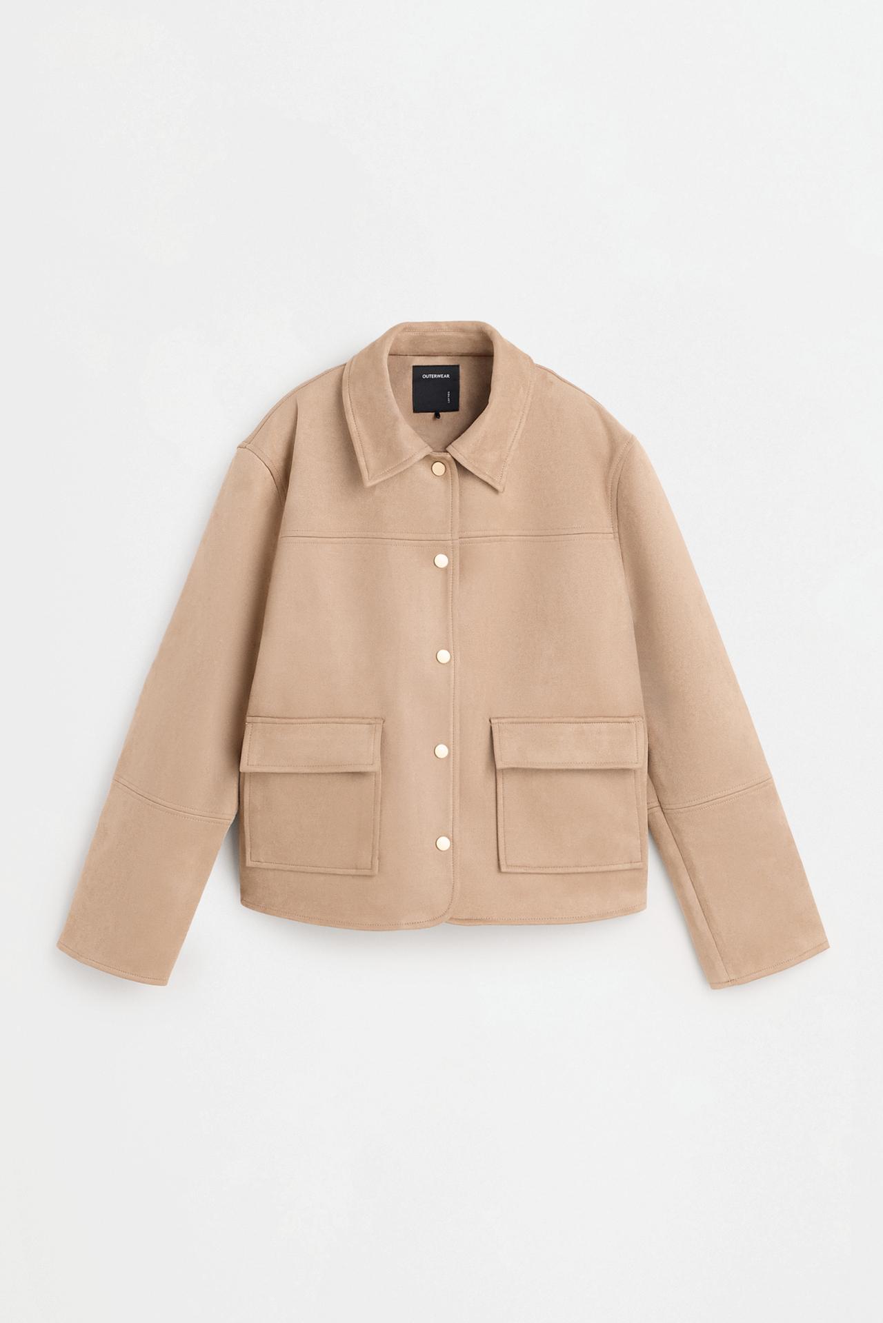Faux suede jacket — STONE