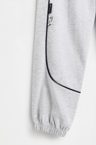 Interlock joggers with contrast piping — GREY MARL 4