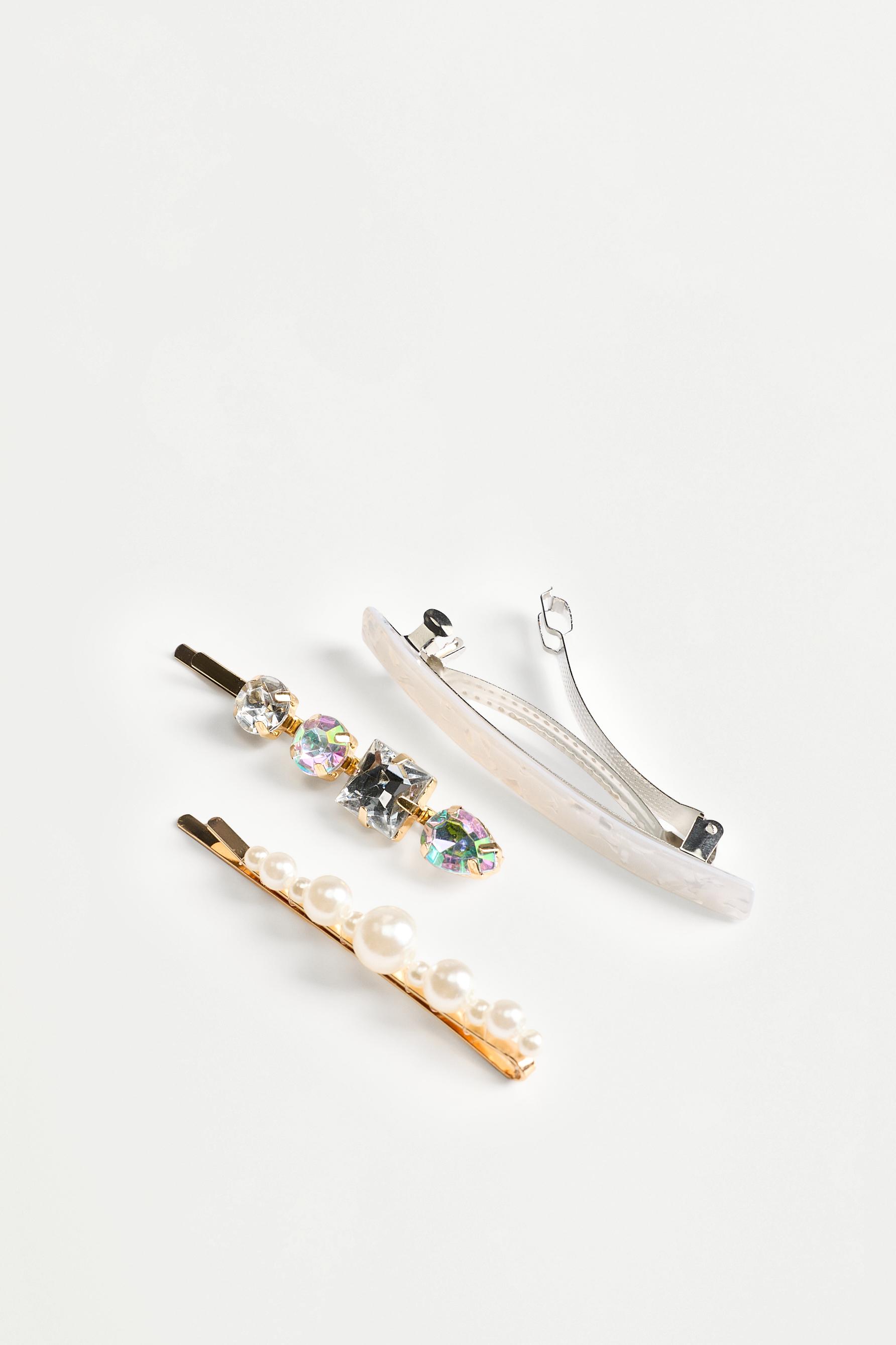 Assorted hairpins (Pack of 3) — WHITE