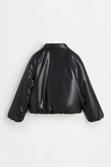 Quilted leather effect jacket — BLACK 3