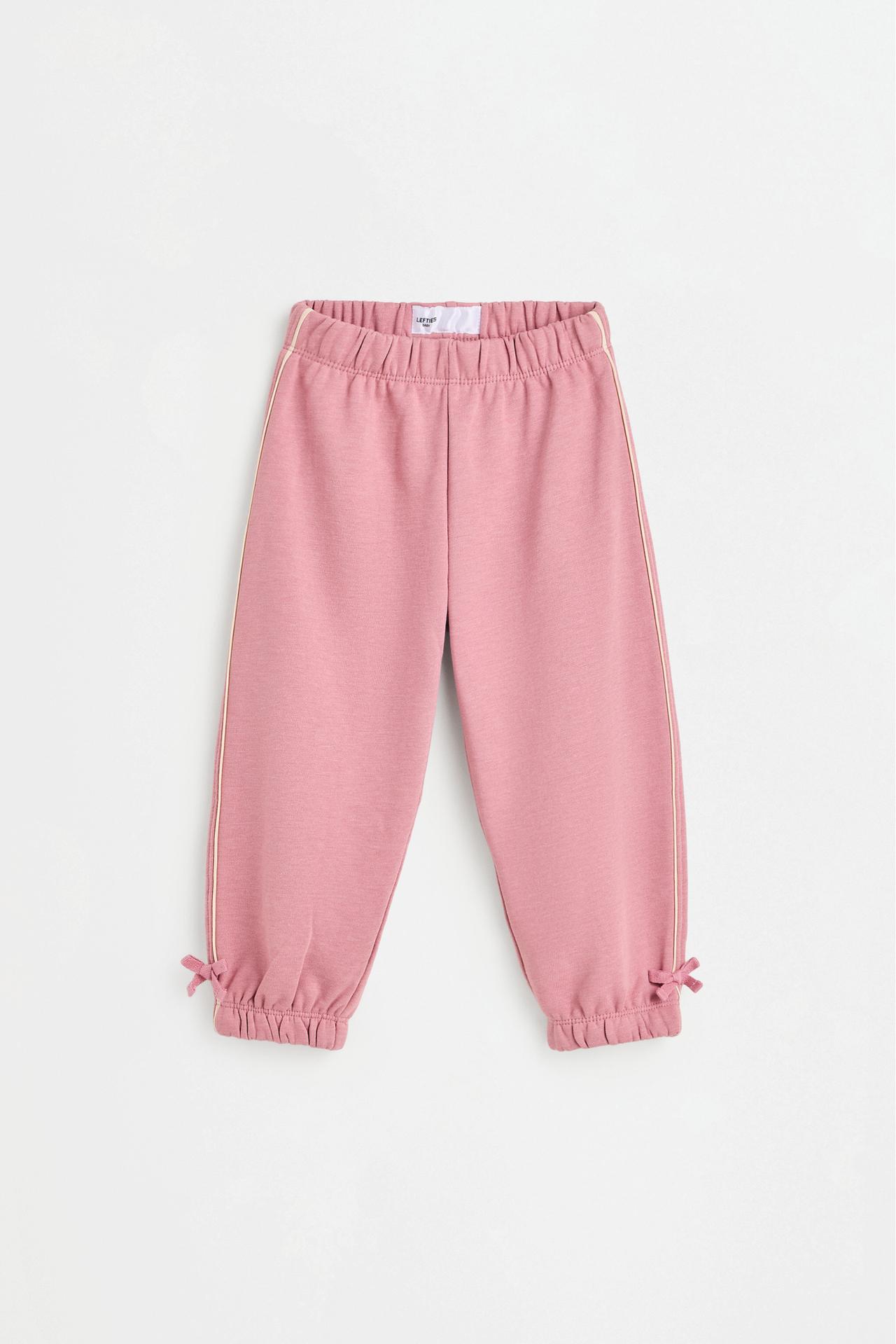 Polo sweatshirt and bow trousers set — DUSTY PINK
