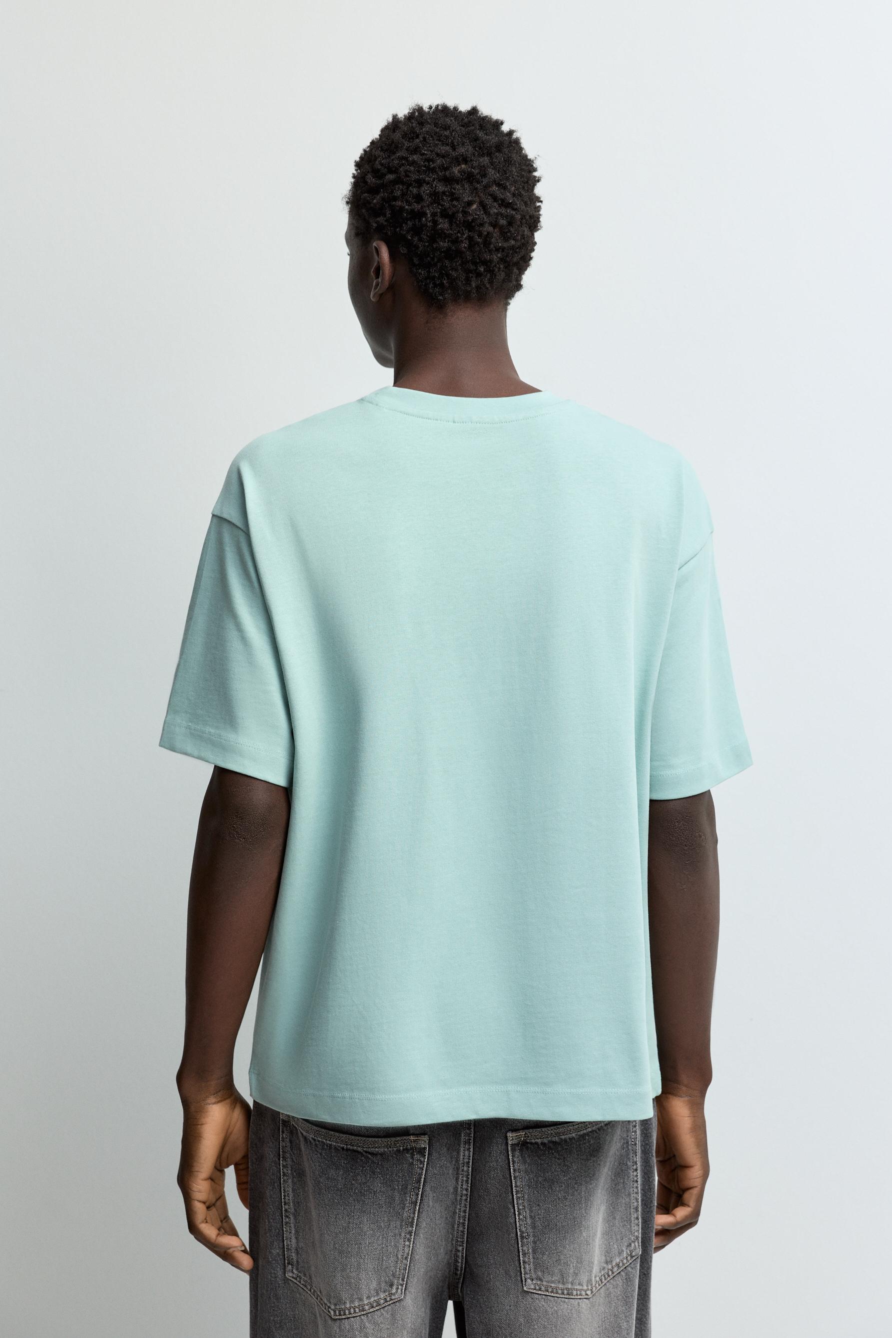 Boxy medium weight T-shirt — PALE TURQUOISE