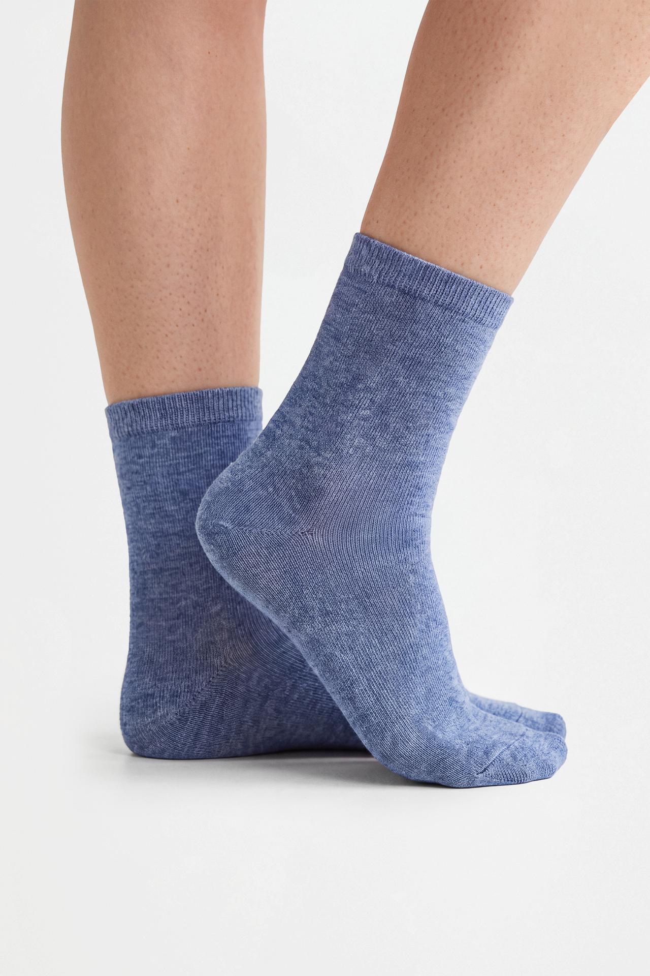 Plain long socks (10-pack) — BLUE/WHITE