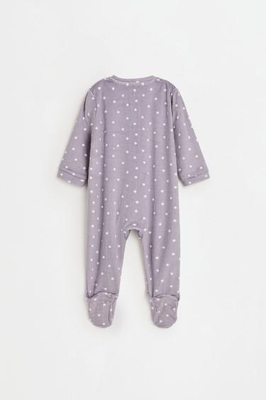Printed Velour Footed Pajamas — LILAC 2