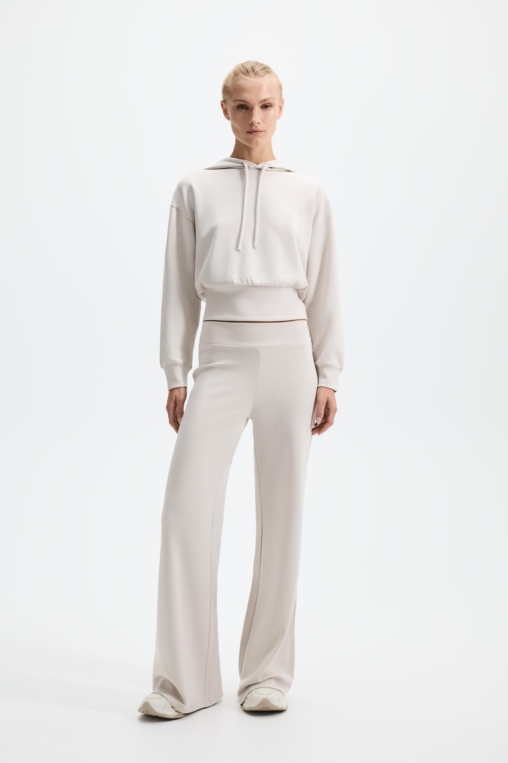 Flowing flared tracksuit trousers — ECRU